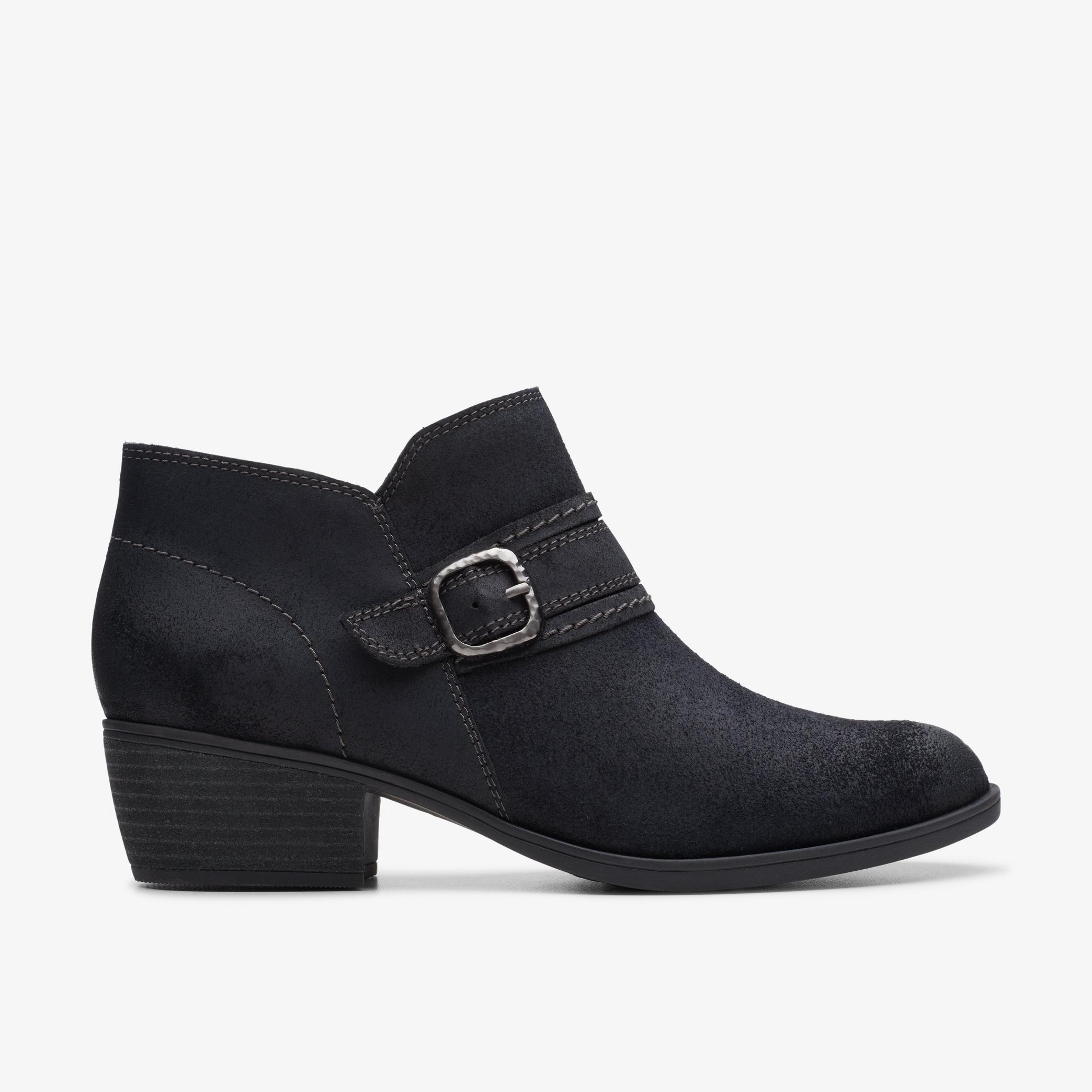 WOMENS Charlten Bay Black Suede Ankle Boots | Clarks CA
