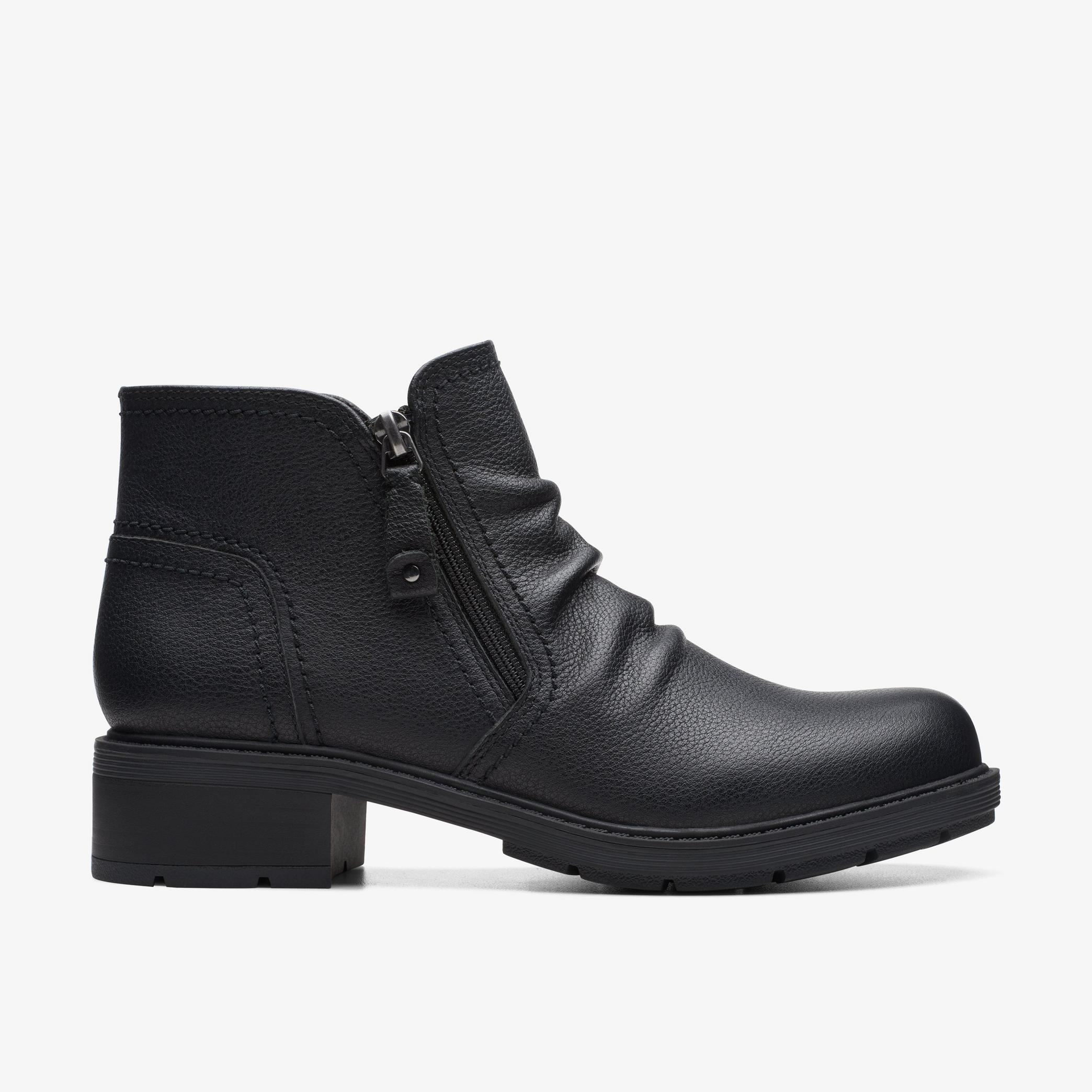 WOMENS Hearth Dove Black Leather Ankle Boots | Clarks CA
