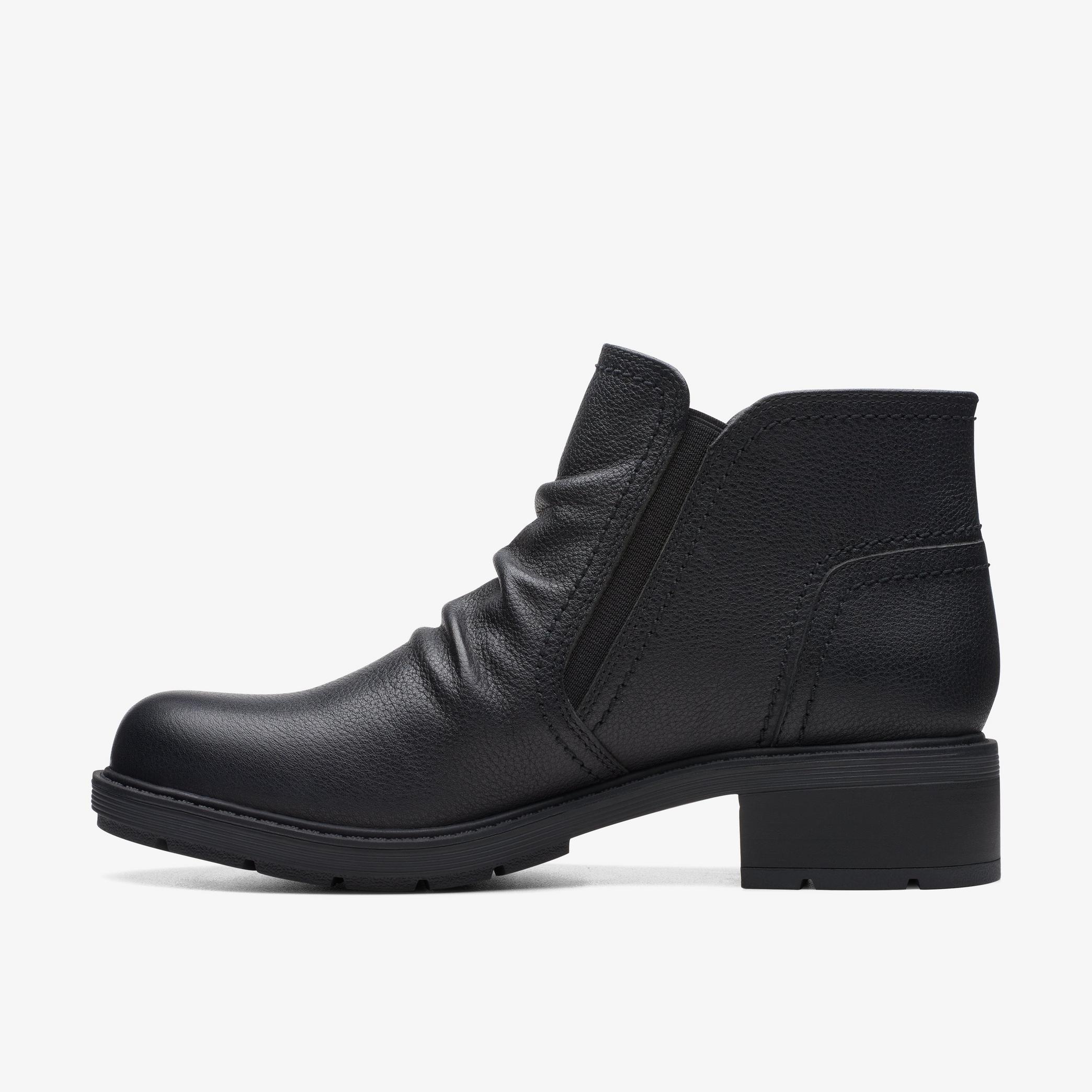 Hearth Dove Black Leather Ankle Boots, view 2 of 6