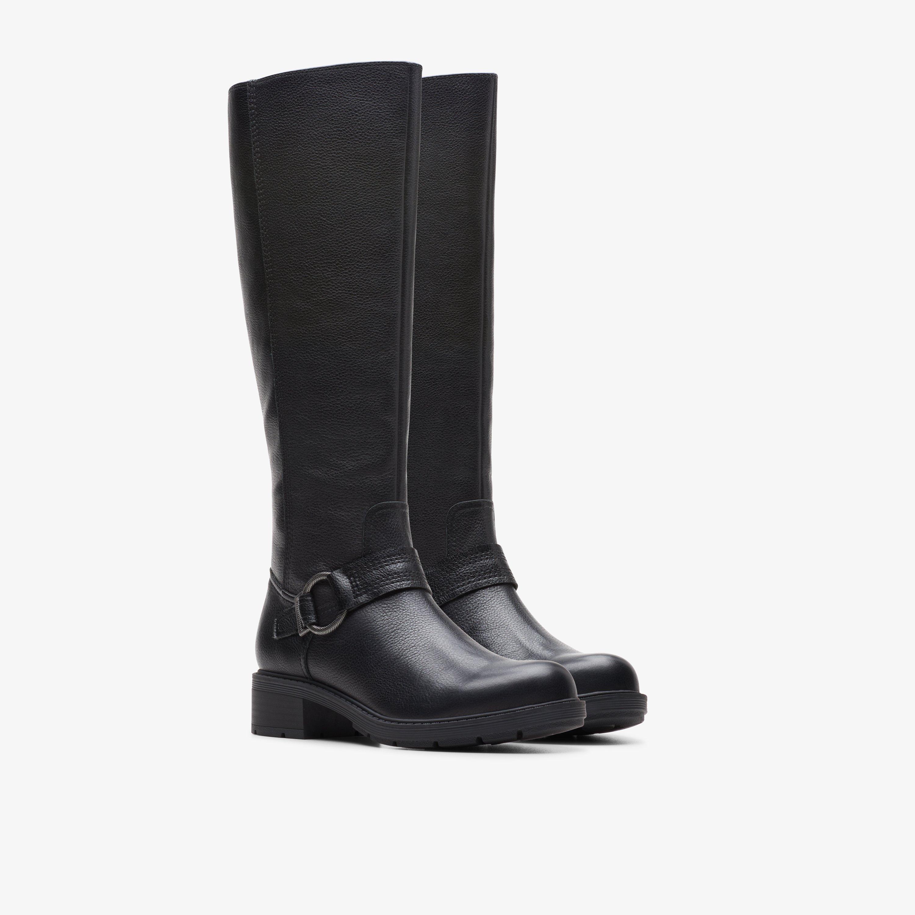 Hearth Rae Black Leather Knee High Boots, view 4 of 6