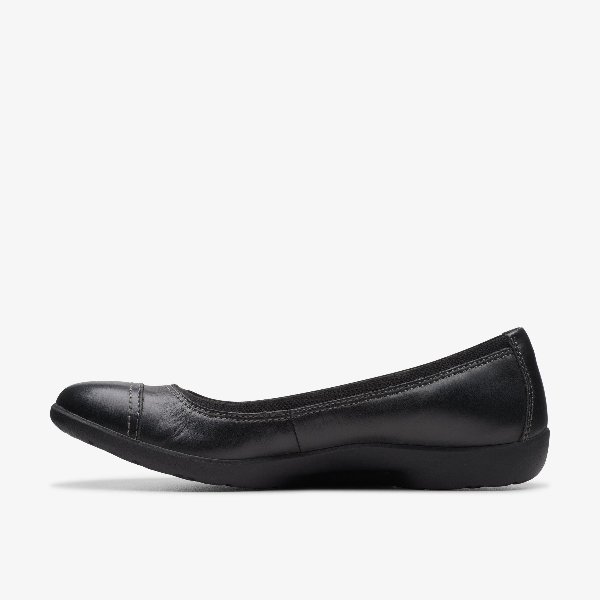 WOMENS Meadow Opal Black Leather Ballerina Shoes | Clarks CA