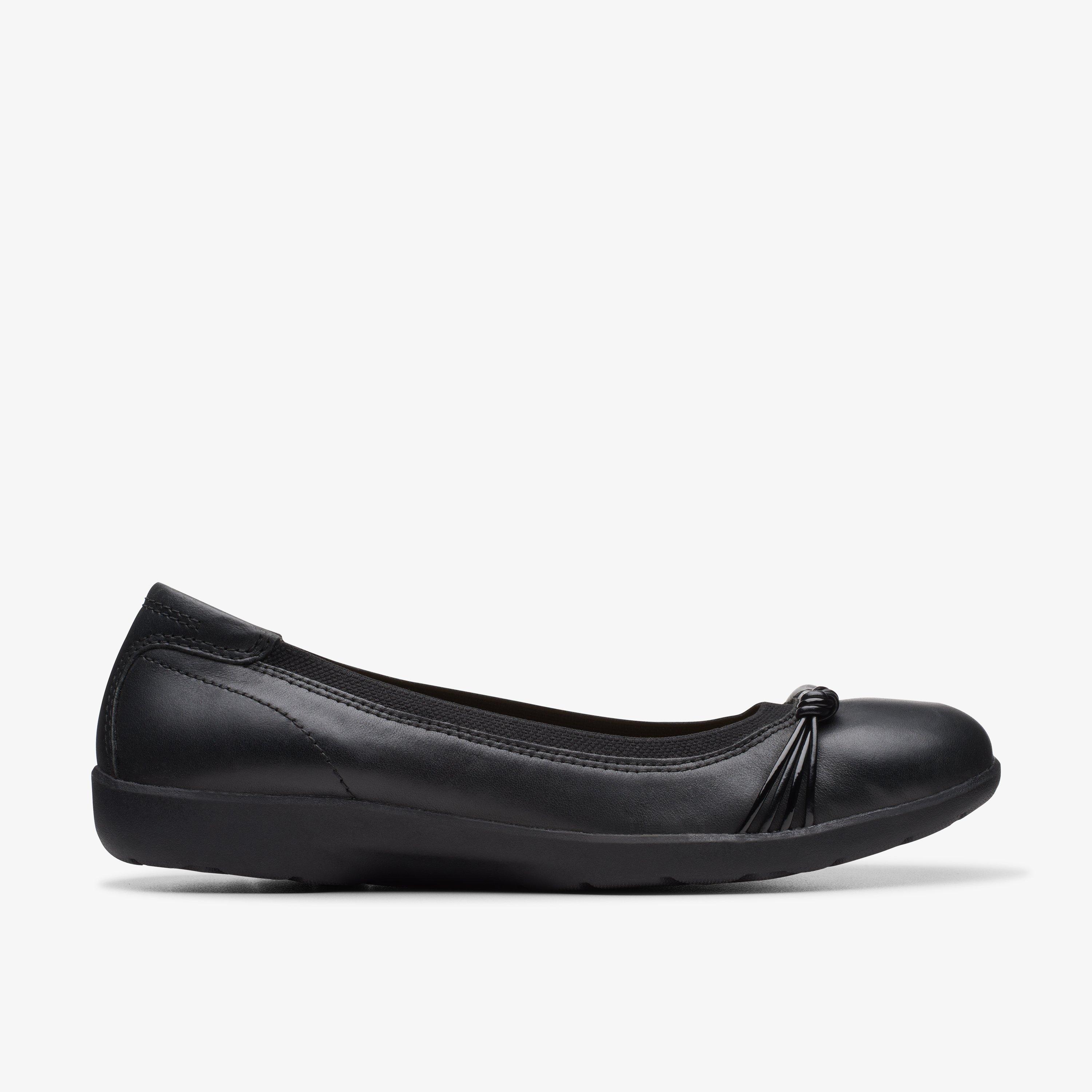 Clarks ladies black outlet flat shoes