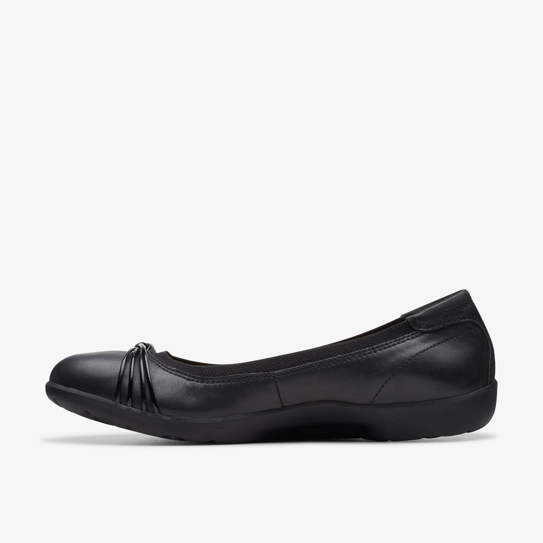 WOMENS Meadow Rae Black Leather Ballerina Shoes | Clarks US