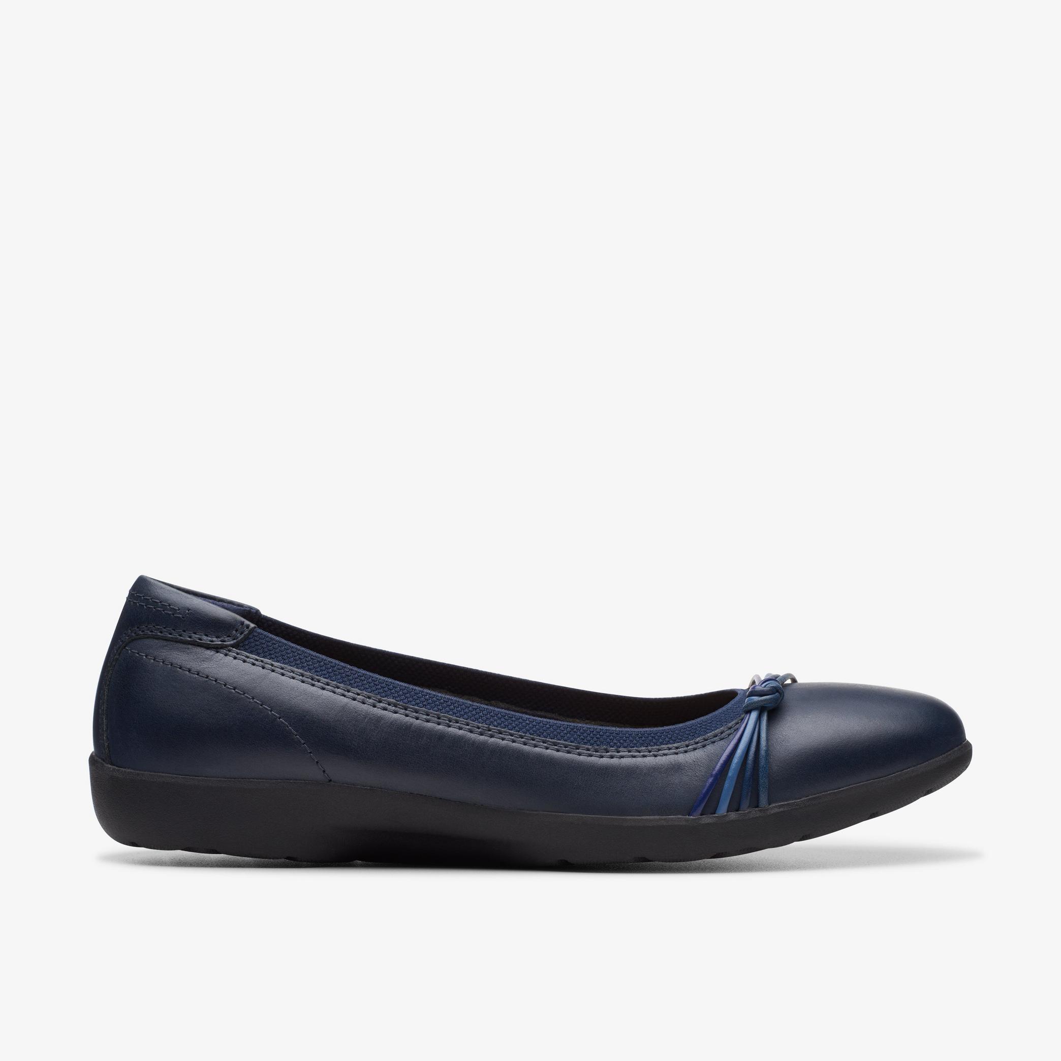 WOMENS Meadow Rae Navy Leather Ballerina Shoes | Clarks CA