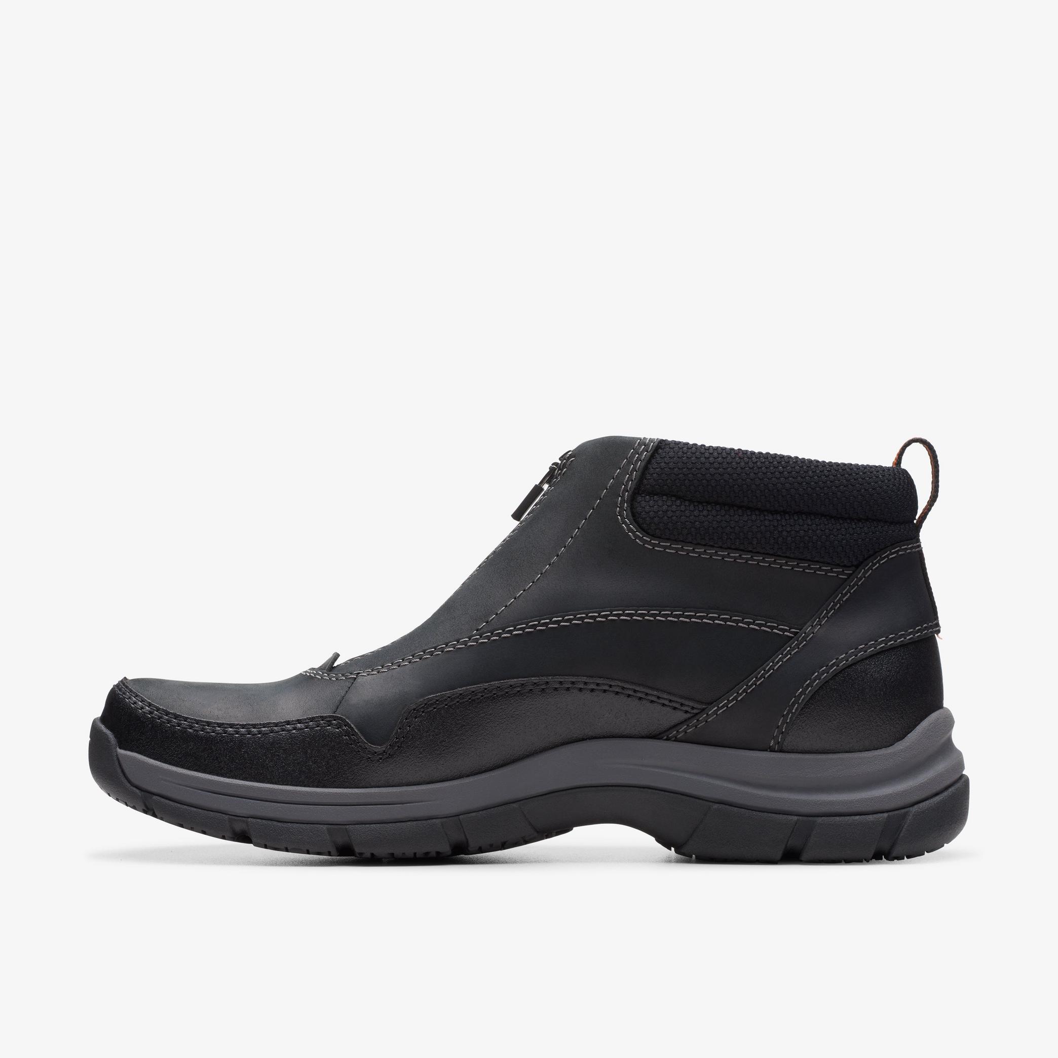MENS Walpath Zip Black Leather Ankle Boots | Clarks US
