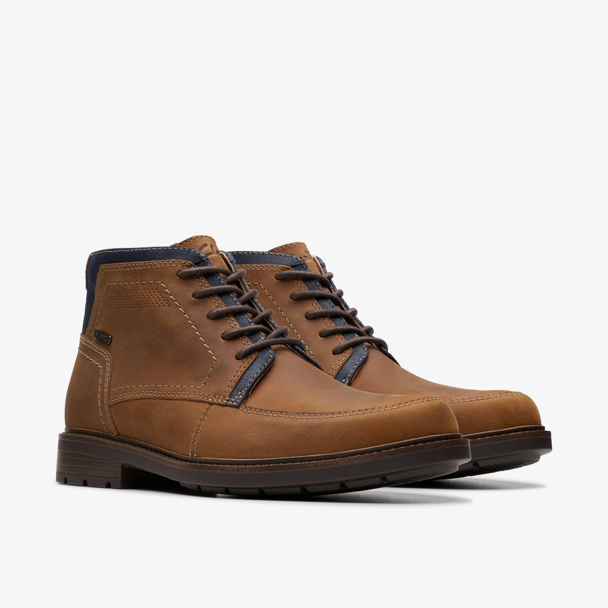 Un Shire Hi Waterproof Tan Leather Boots, view 4 of 6