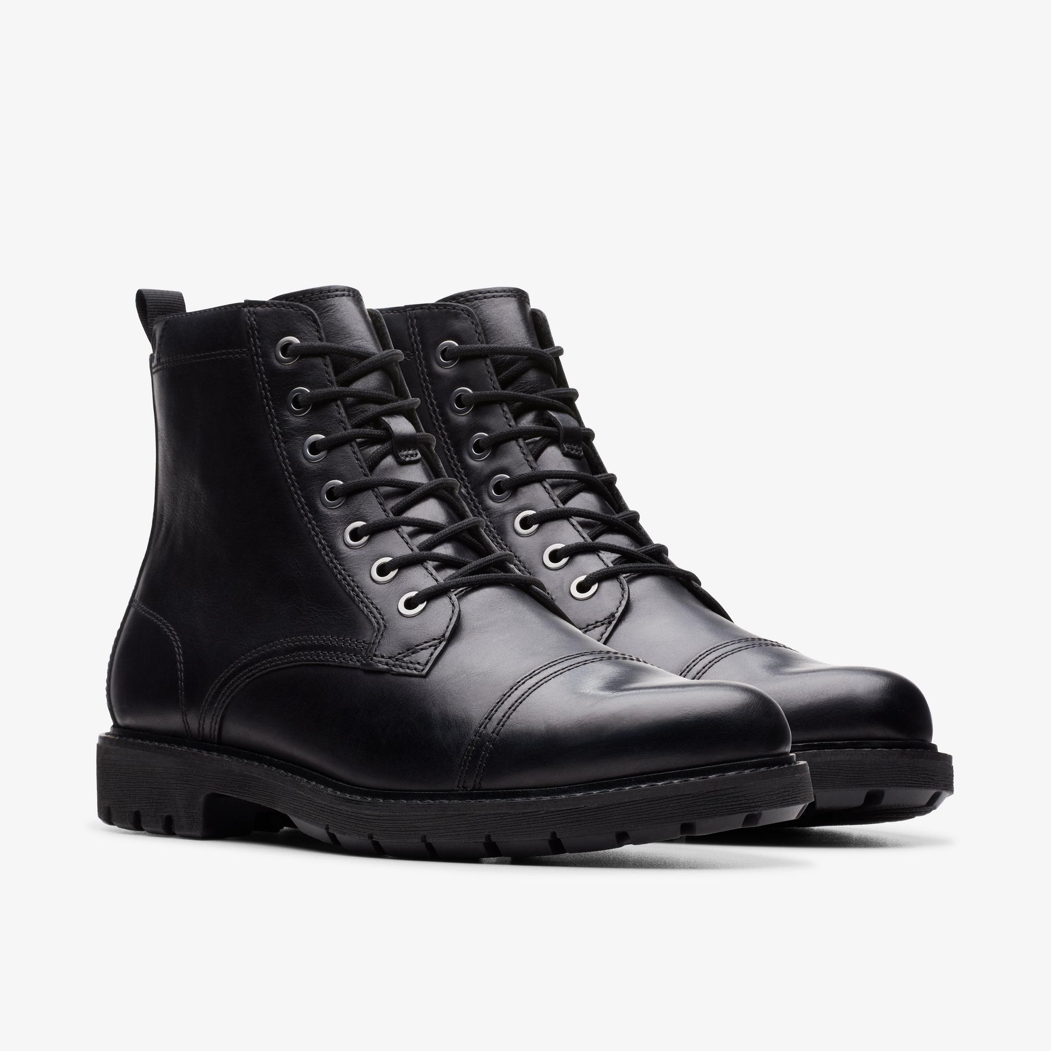 MENS Batcombe Cap Black Leather Ankle Boots | Clarks UK