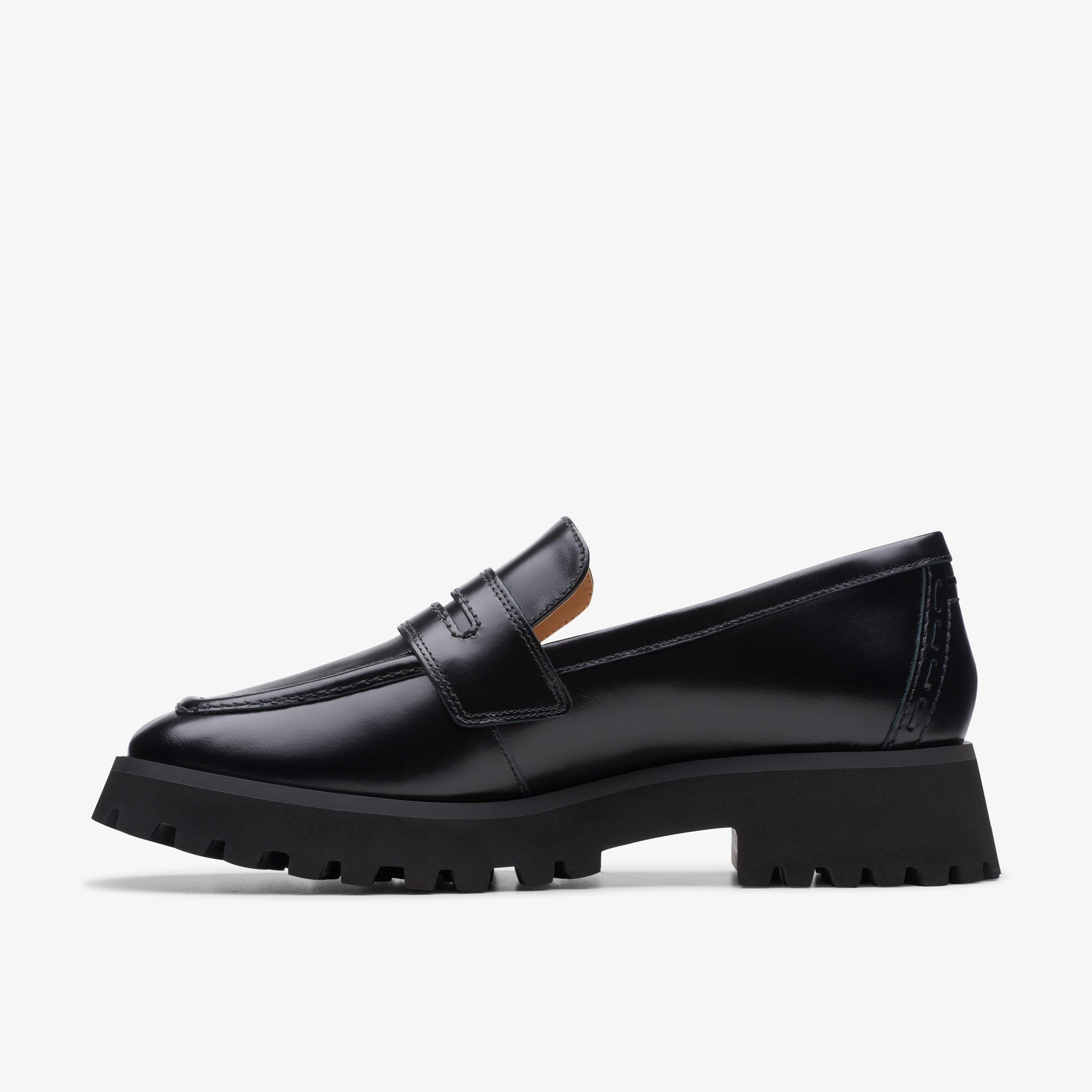 Clarks black shop leather loafers