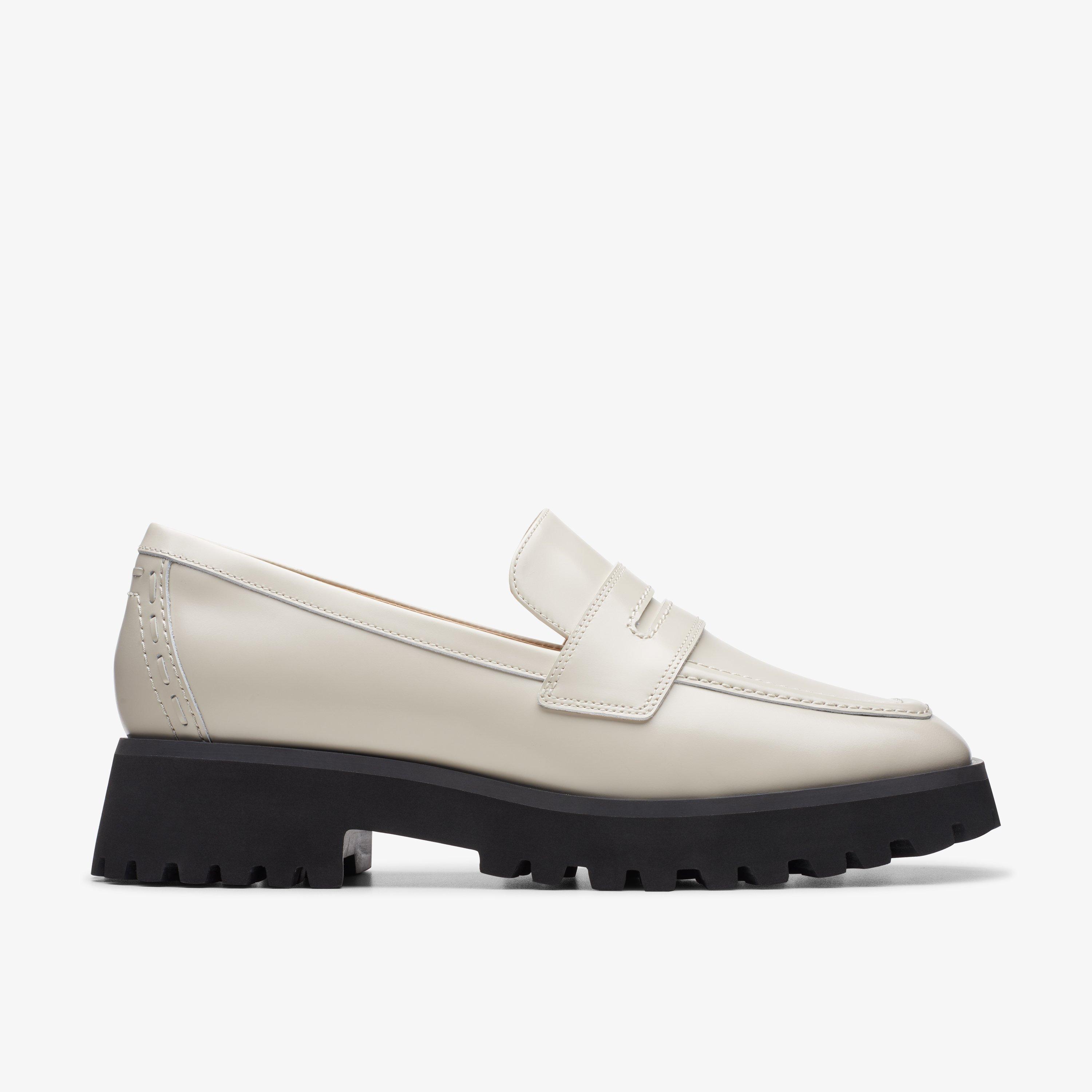 Clarks store white loafers