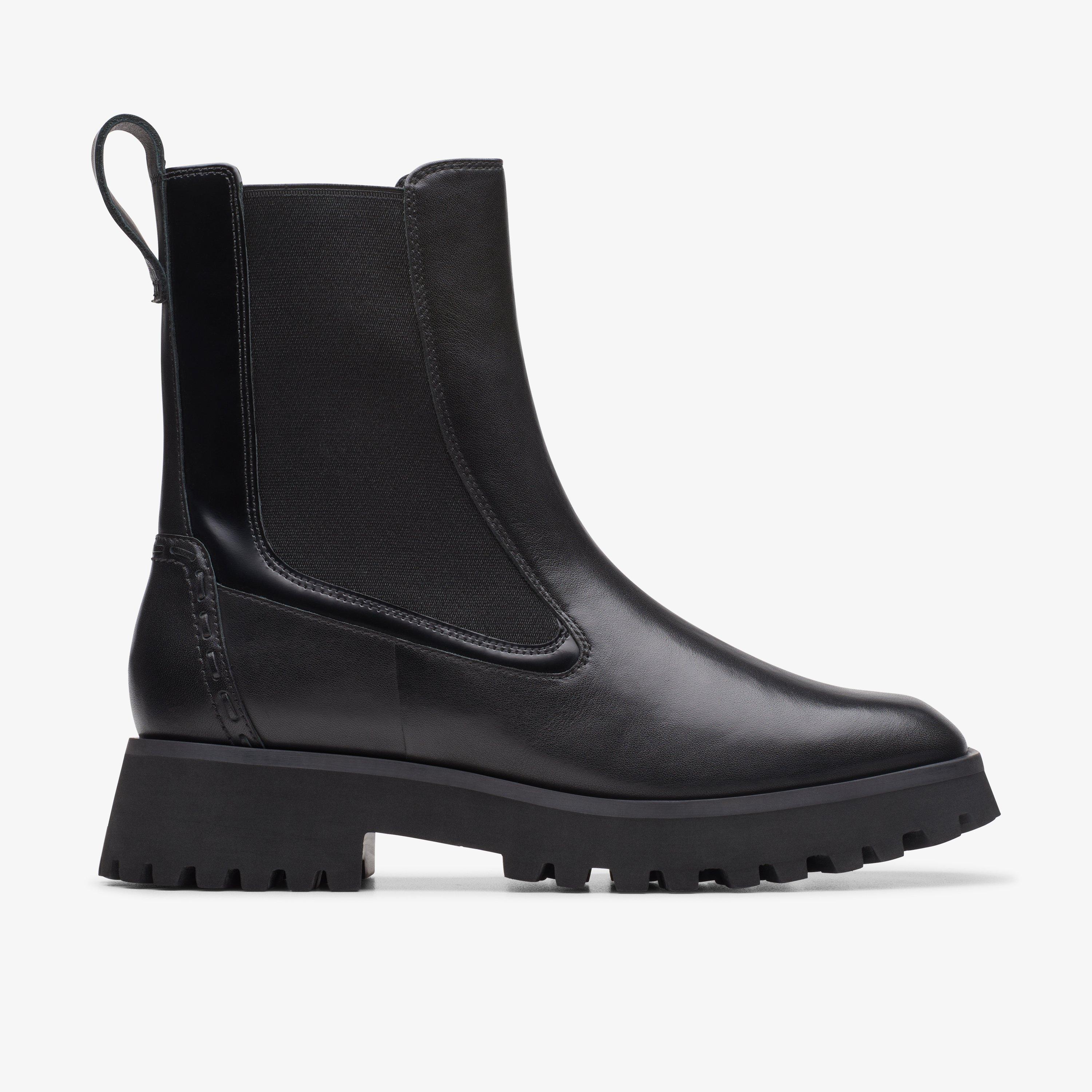 Womens Stayso Rise Black Leather Chelsea Boots | Clarks Outlet