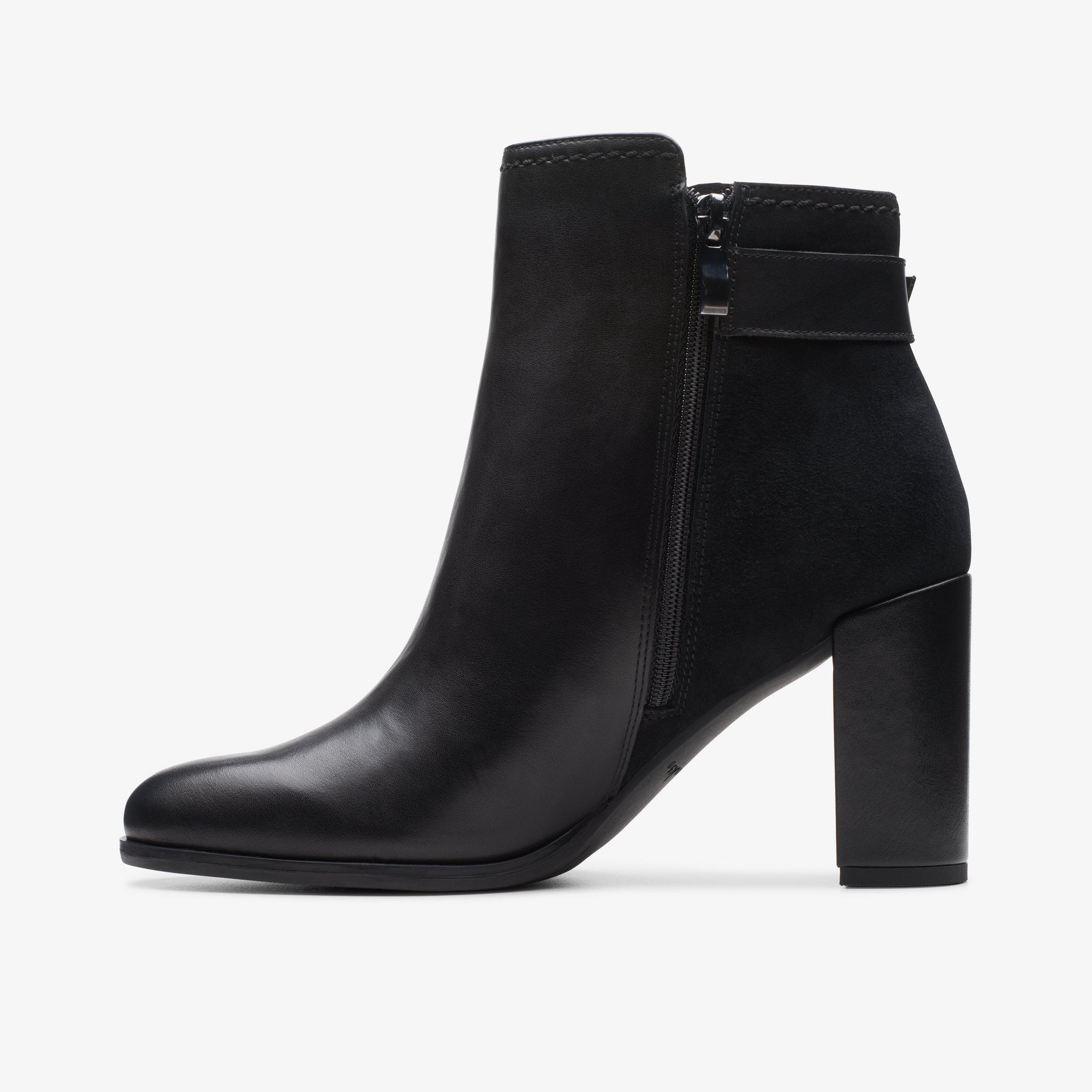 Freva 85 Buckle Black Leather Ankle Boots, view 3 of 8