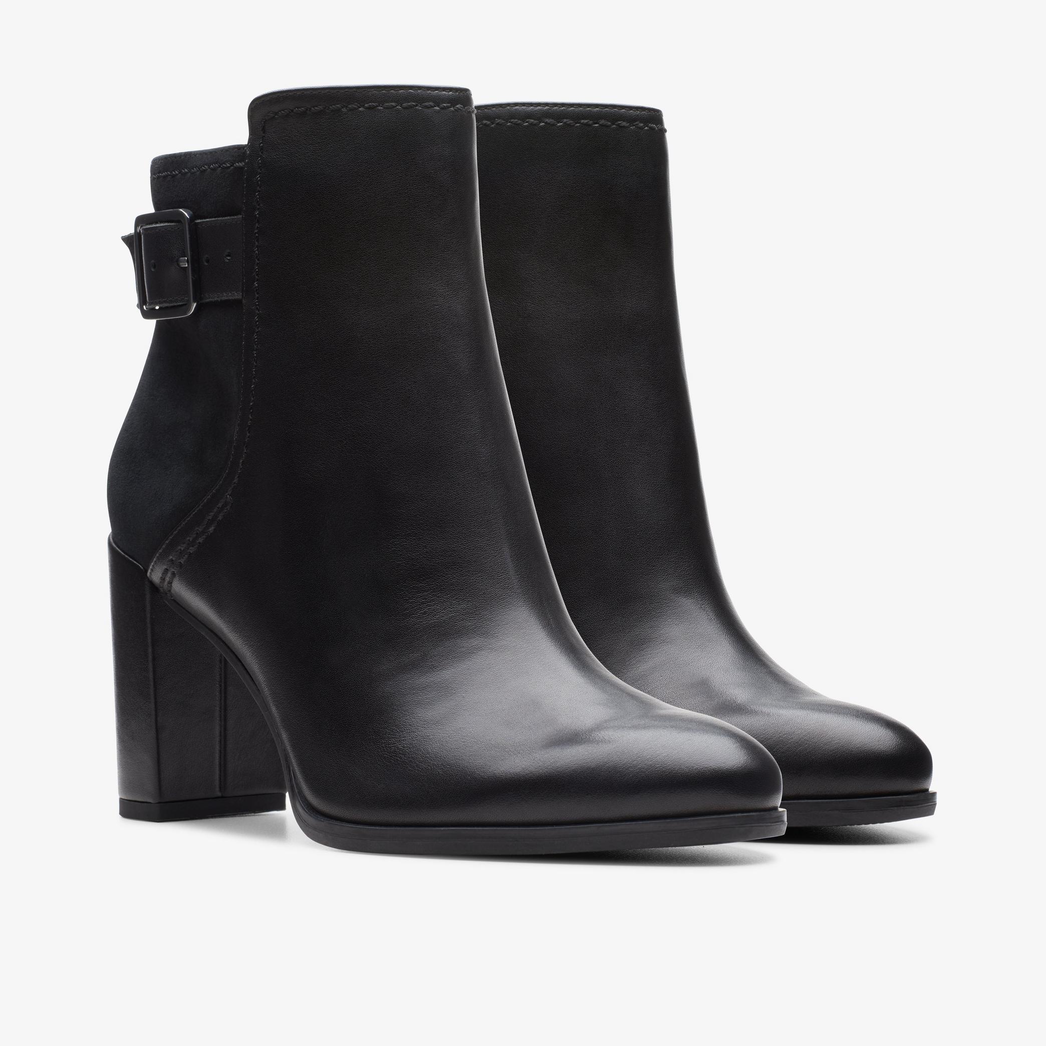 Freva 85 Buckle Black Leather Ankle Boots, view 5 of 8