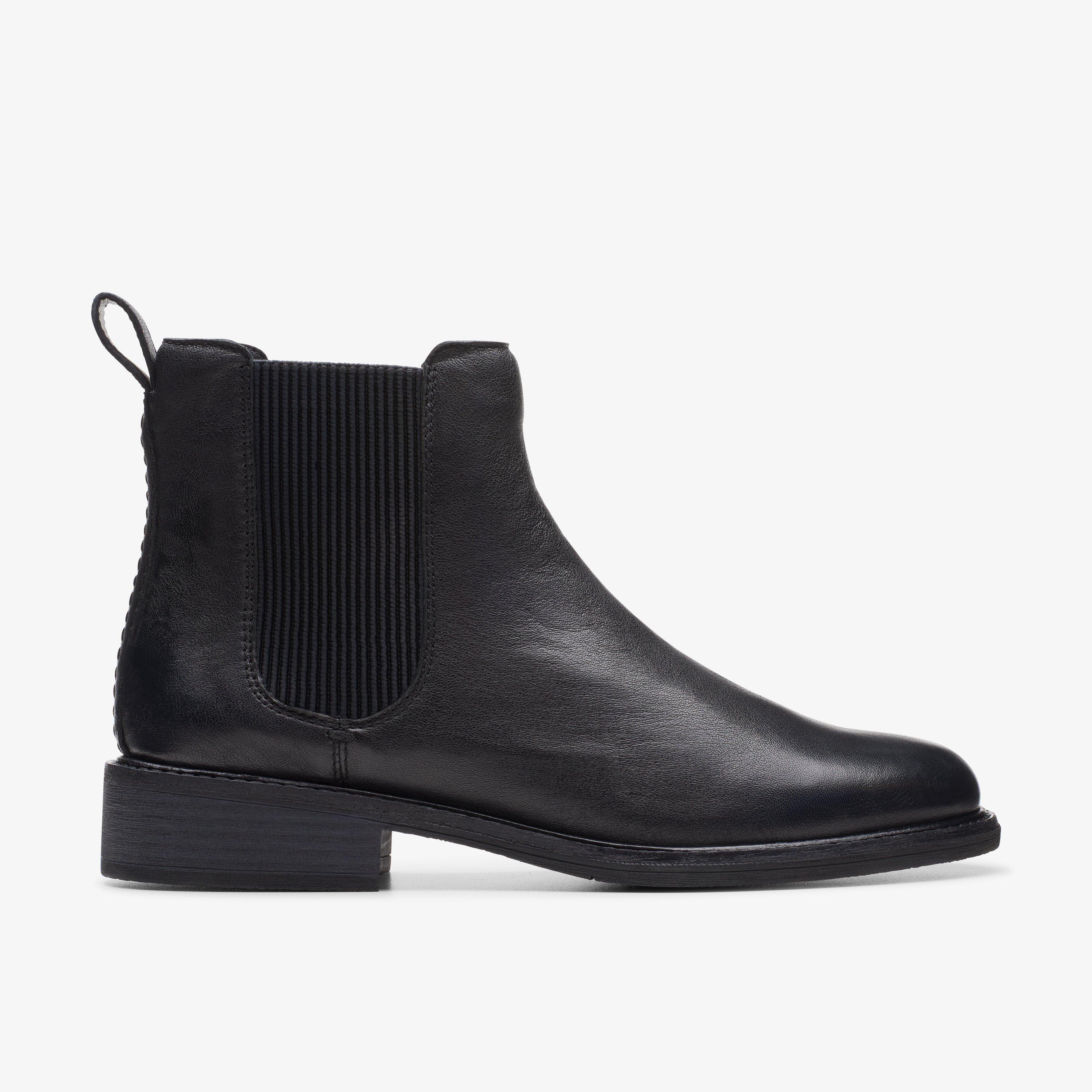 Clarks black leather boots women on sale