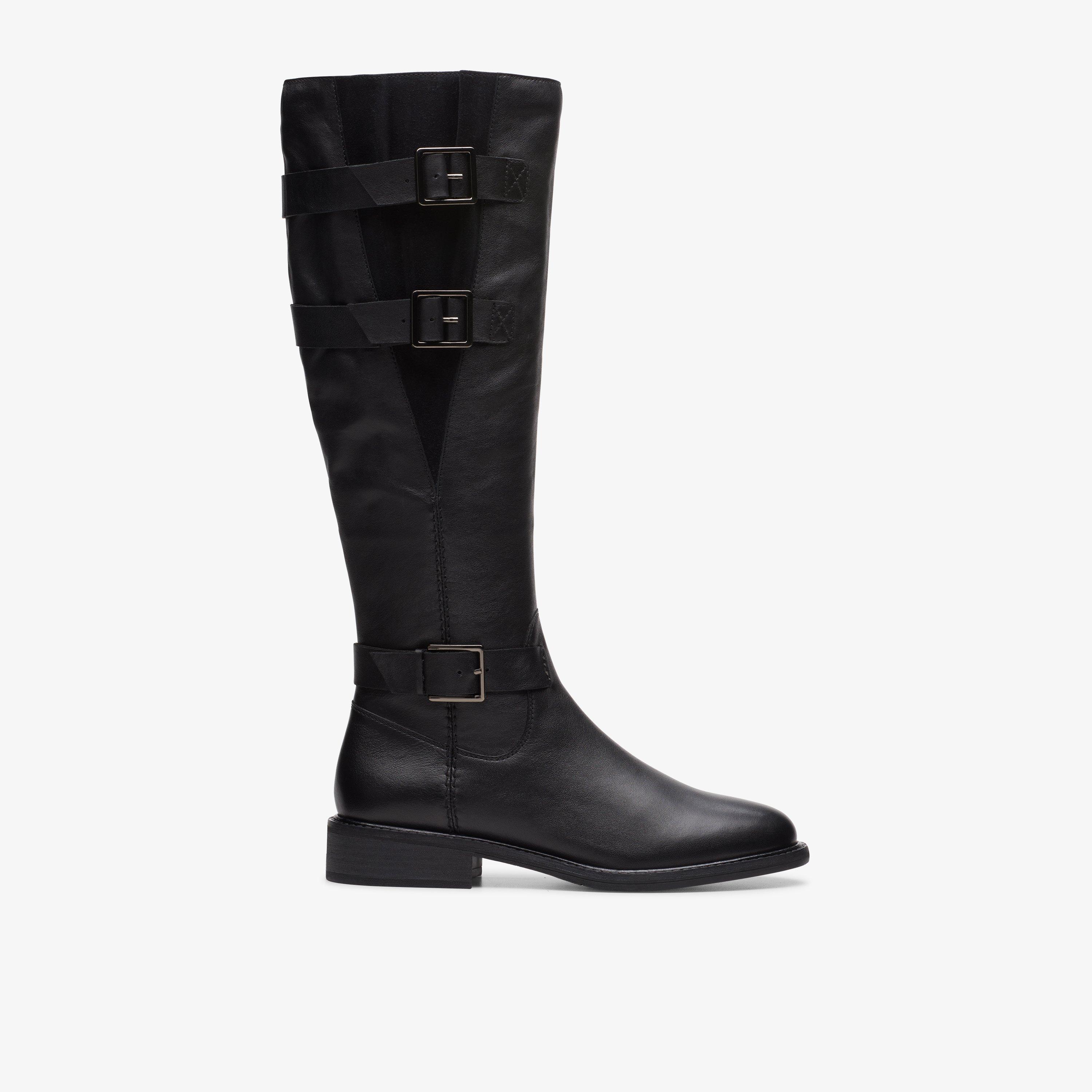 Clarks Cologne Up Knee High Boot in Black Leather