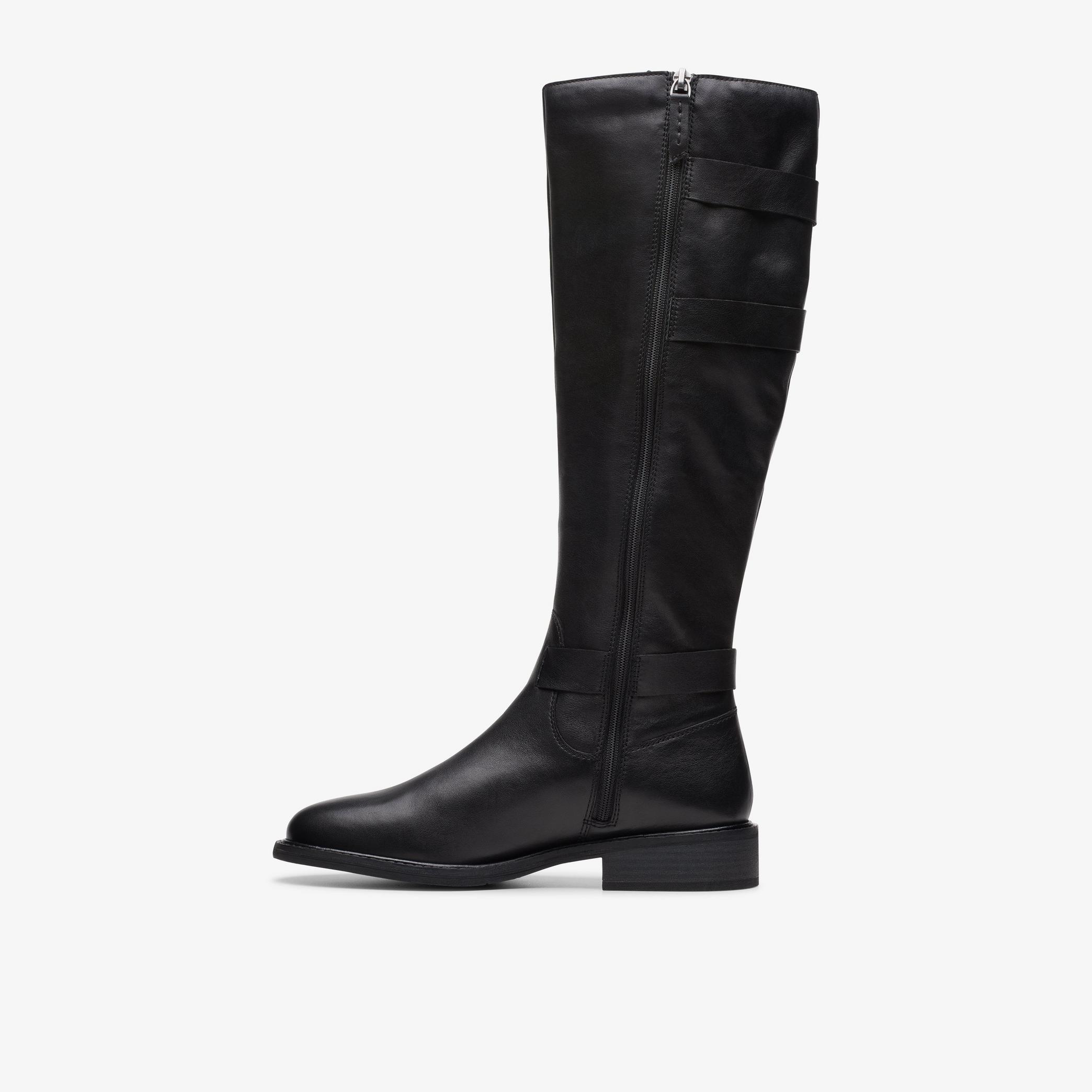 WOMENS Cologne Up Black Leather Knee High Boots | Clarks US
