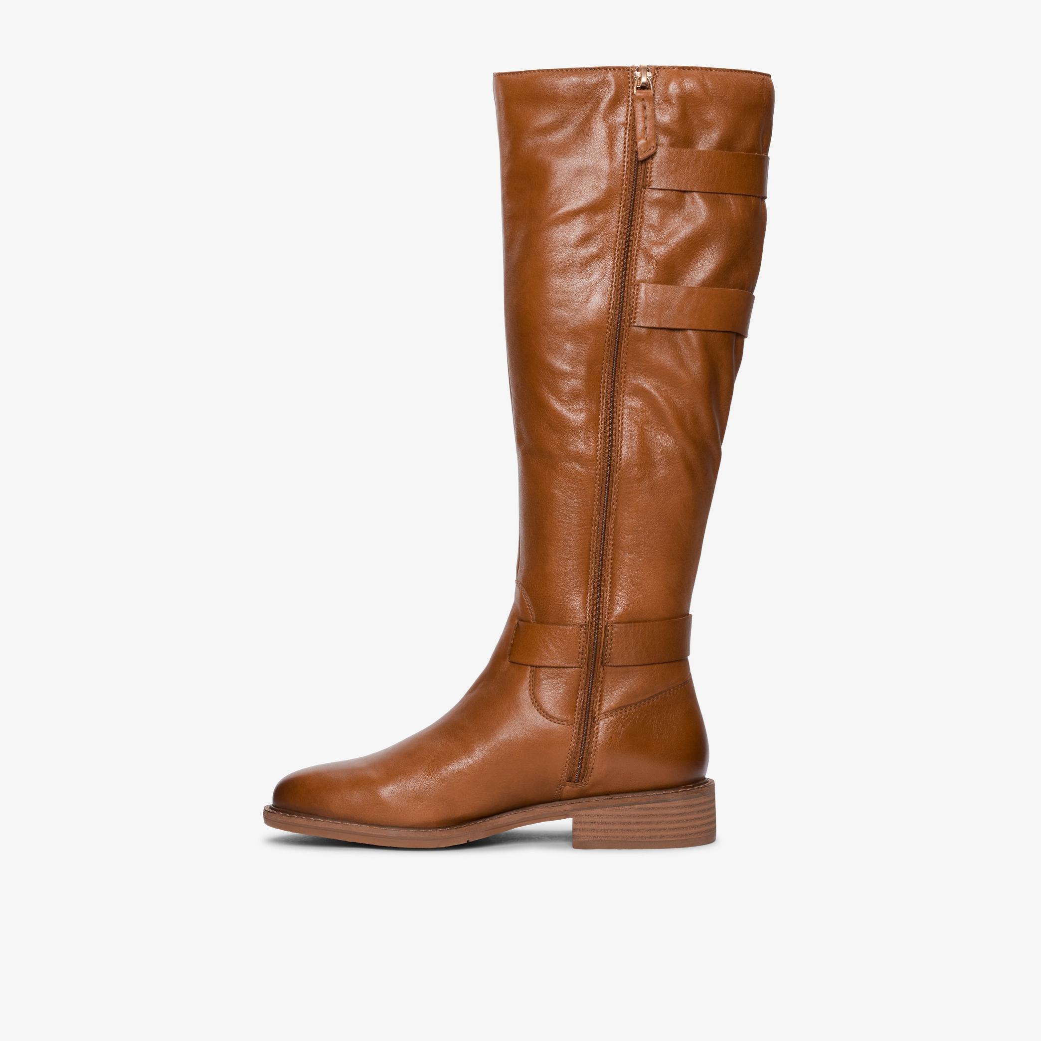 WOMENS Cologne Up British Tan Leather Knee High Boots | Clarks US