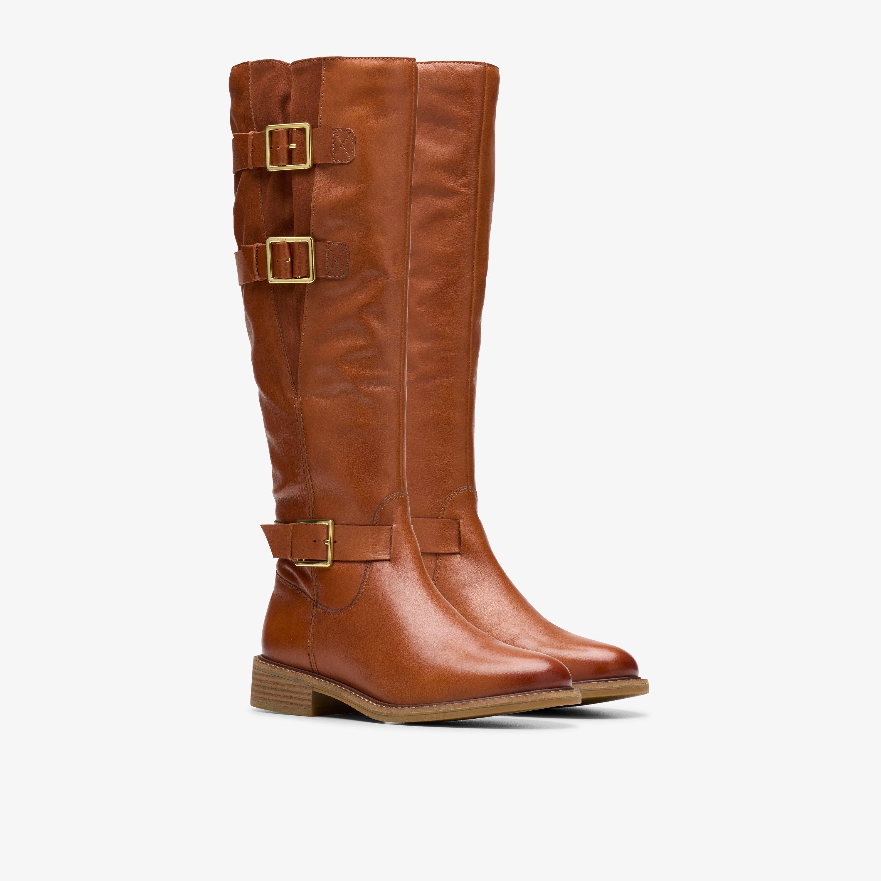 Women s Knee High Boots Chunky Heeled Flat Clarks US