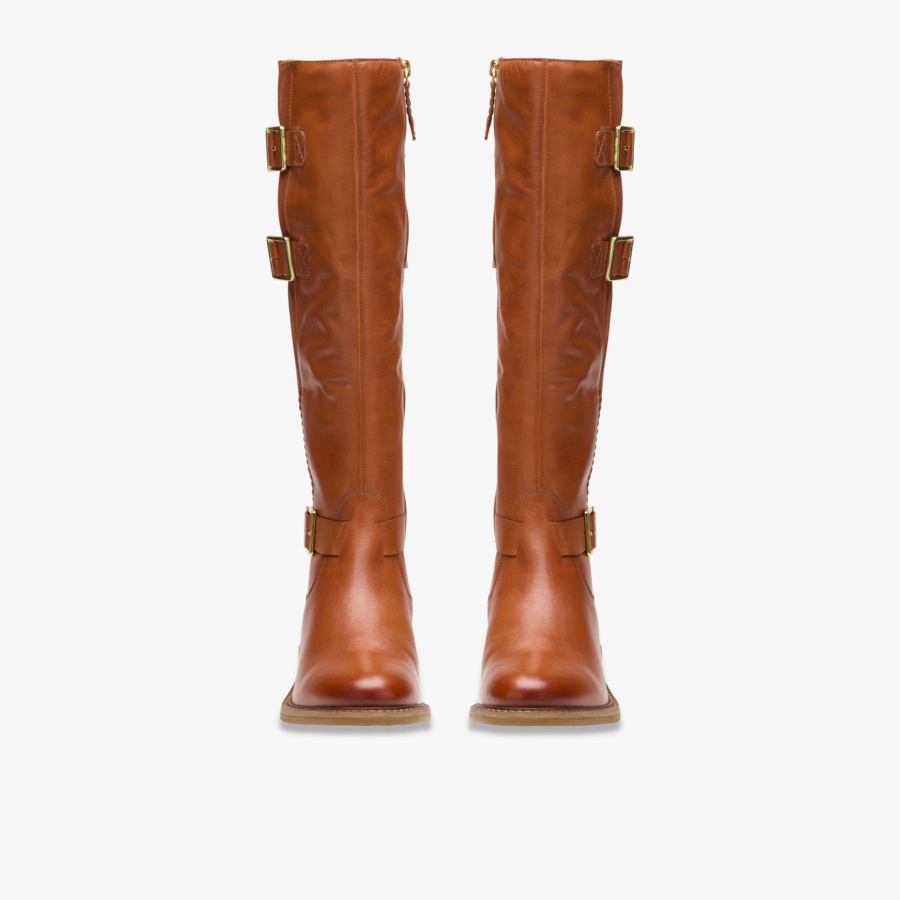 Clarks brown leather hot sale knee high boots