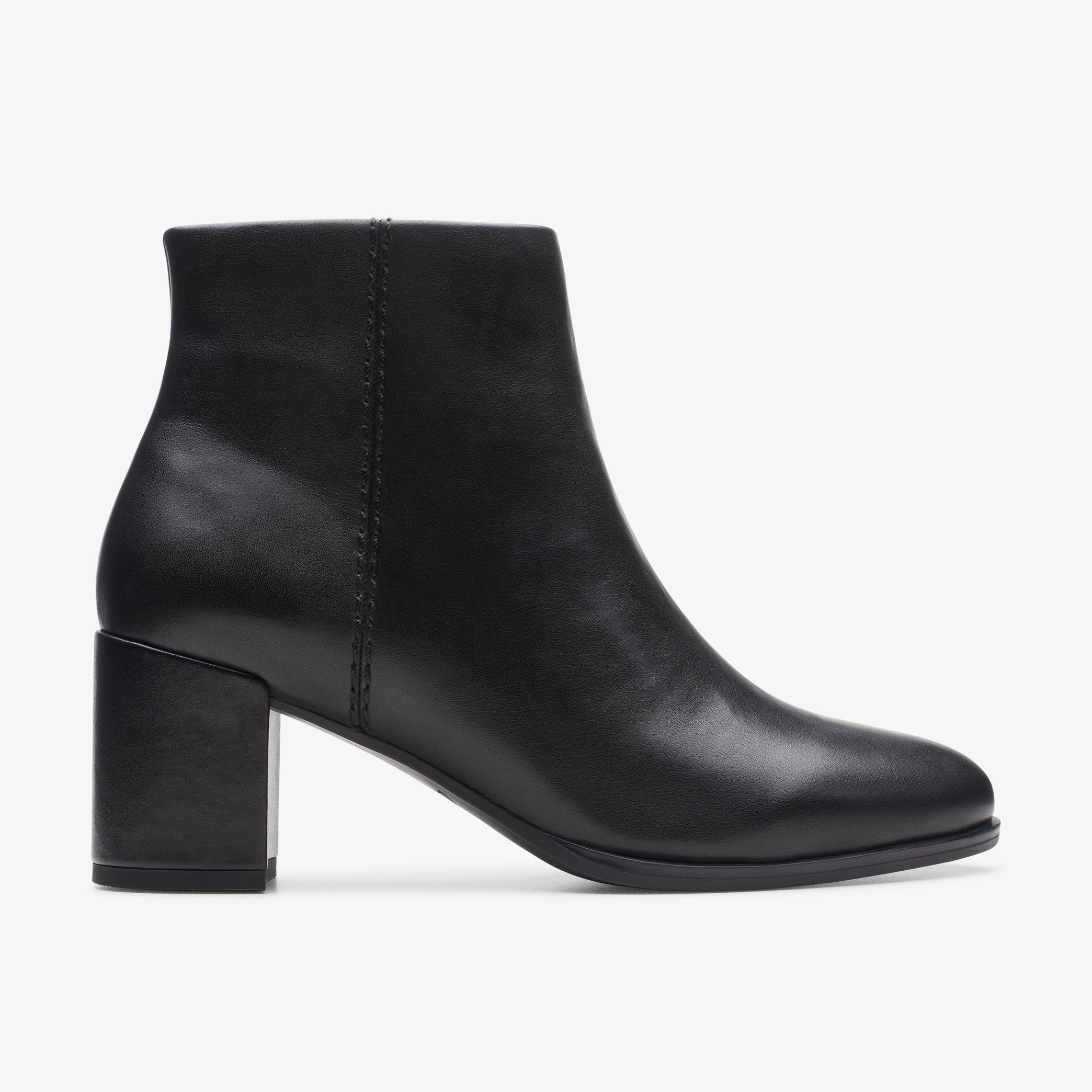 Freva 55 Zip Black Leather Ankle Boots, view 1 of 7