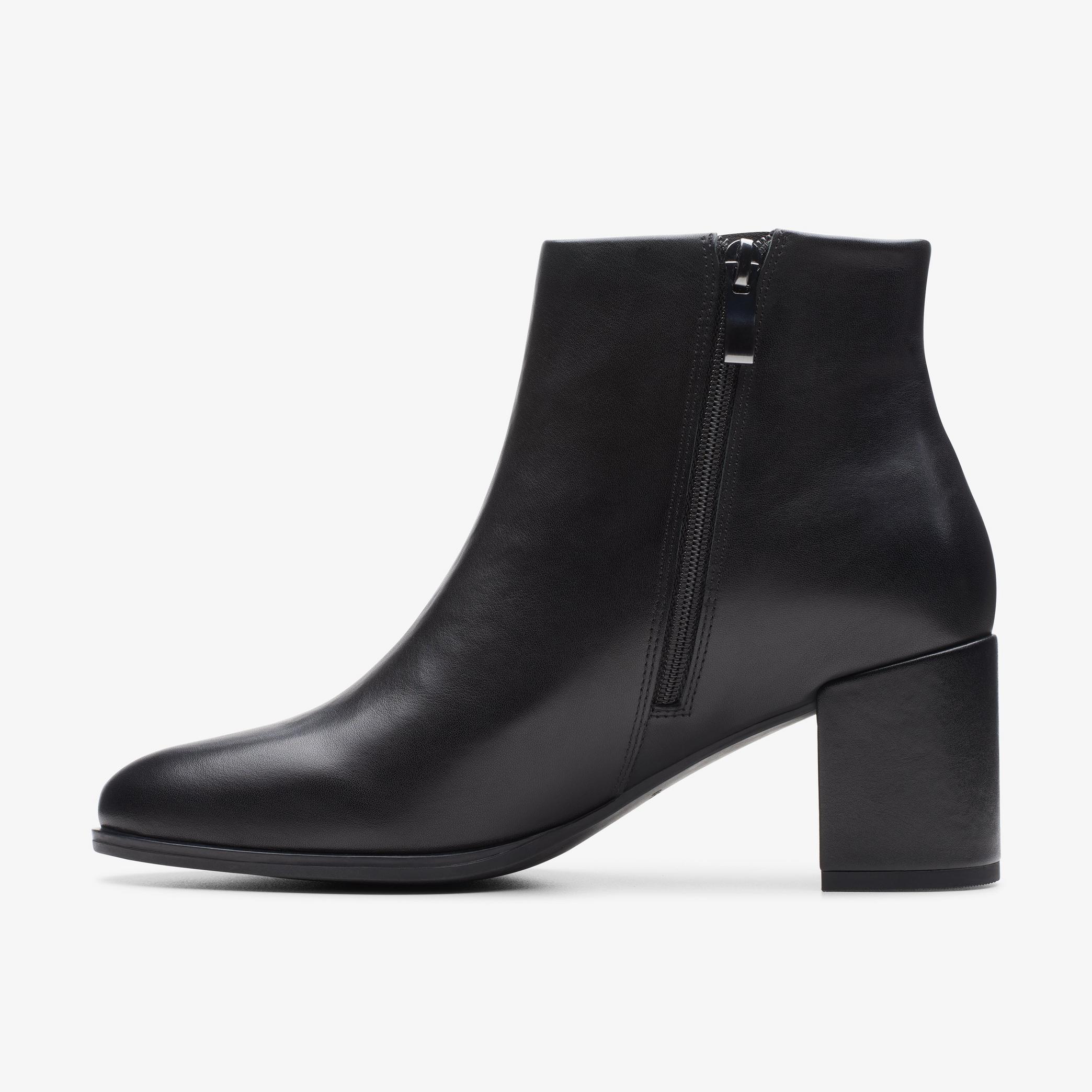 Freva 55 Zip Black Leather Ankle Boots, view 3 of 7