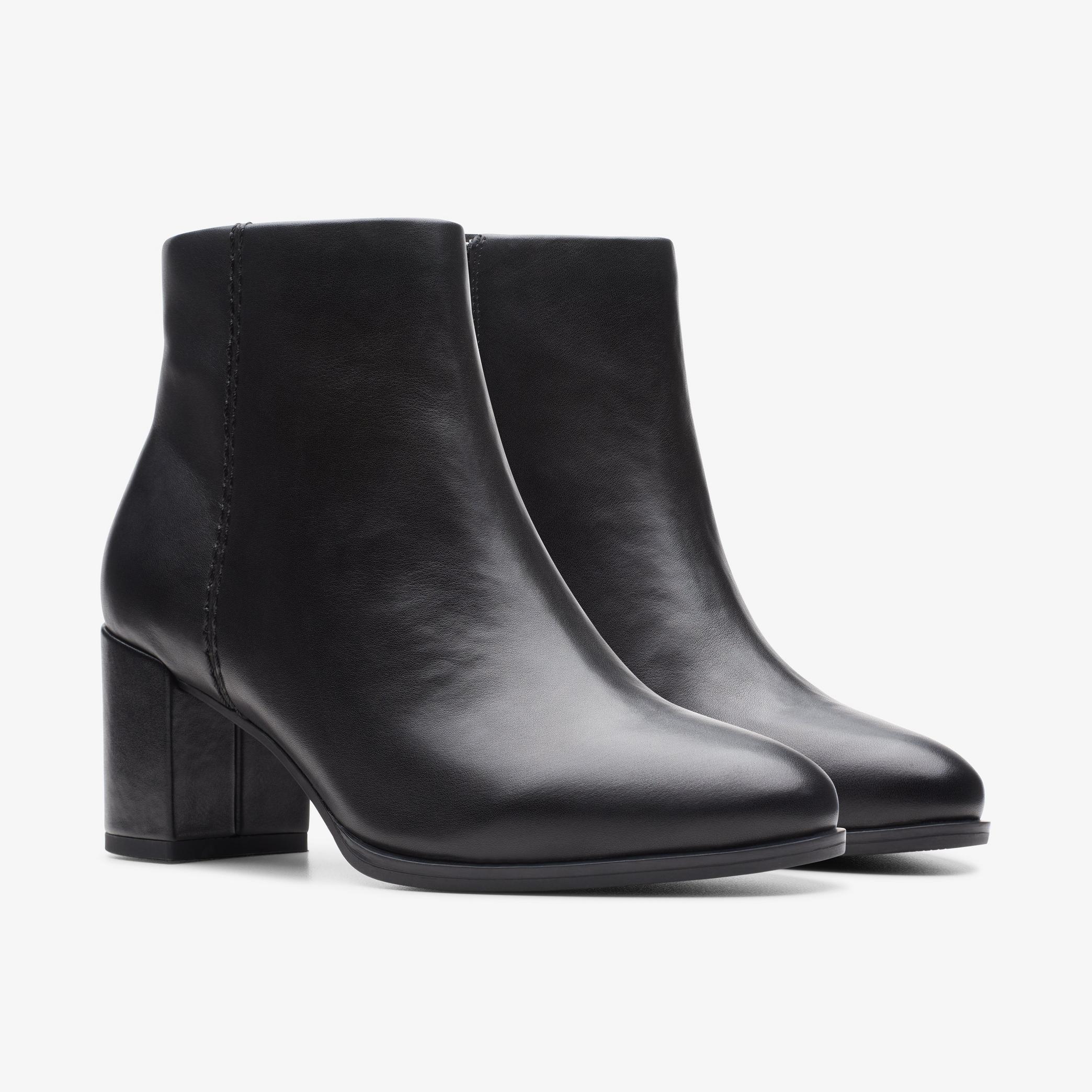 Freva 55 Zip Black Leather Ankle Boots, view 5 of 7