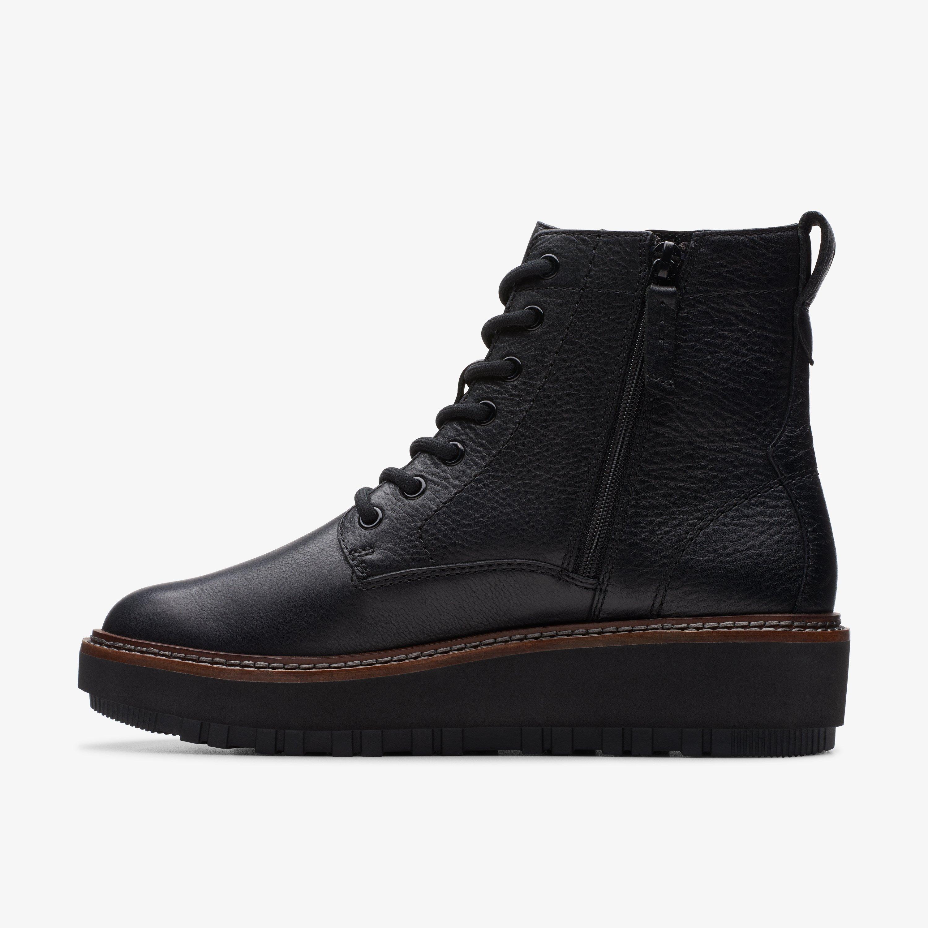 Women's Lace-Up Boots - Black, Leather & Ankle