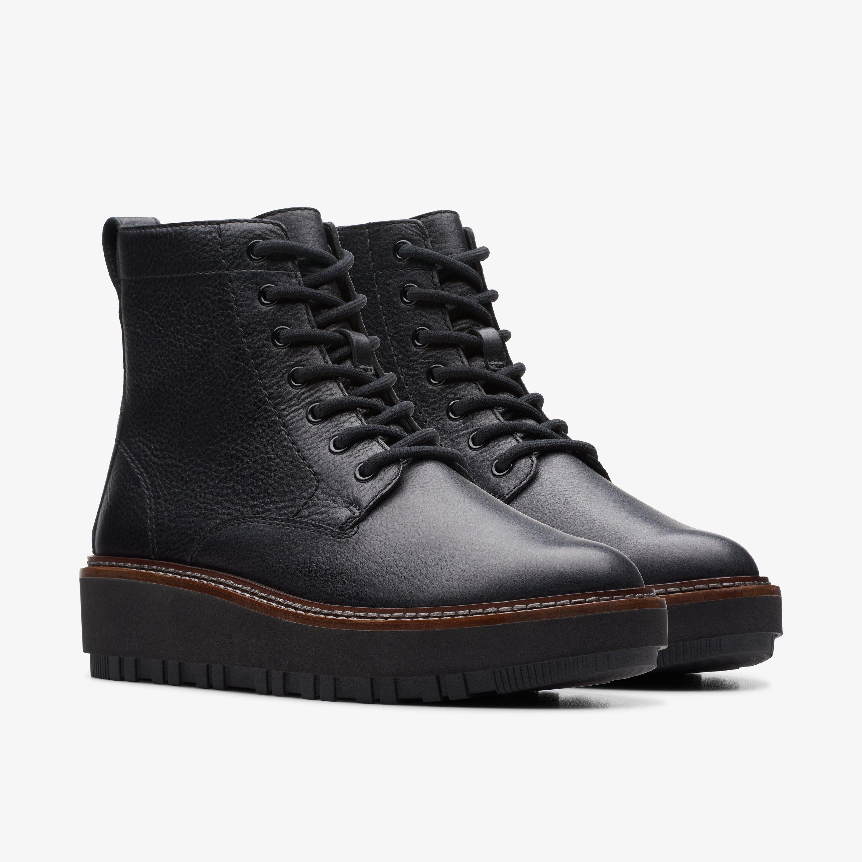 Orianna Lace Black Leather Ankle Boots, view 4 of 7