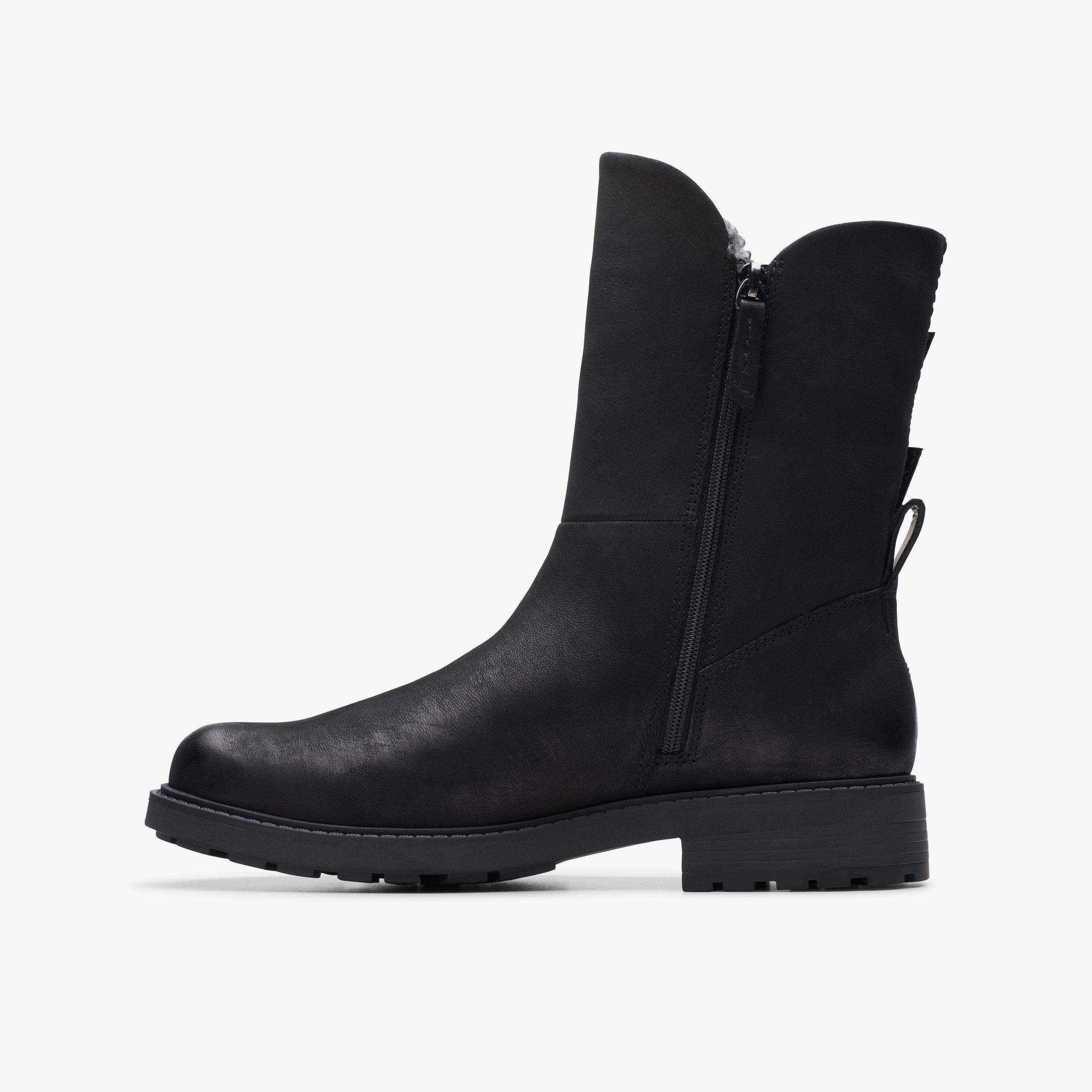 WOMENS Orinoco 2 Buckle Black Warmlined Leather Mid Calf Boots Clarks UK