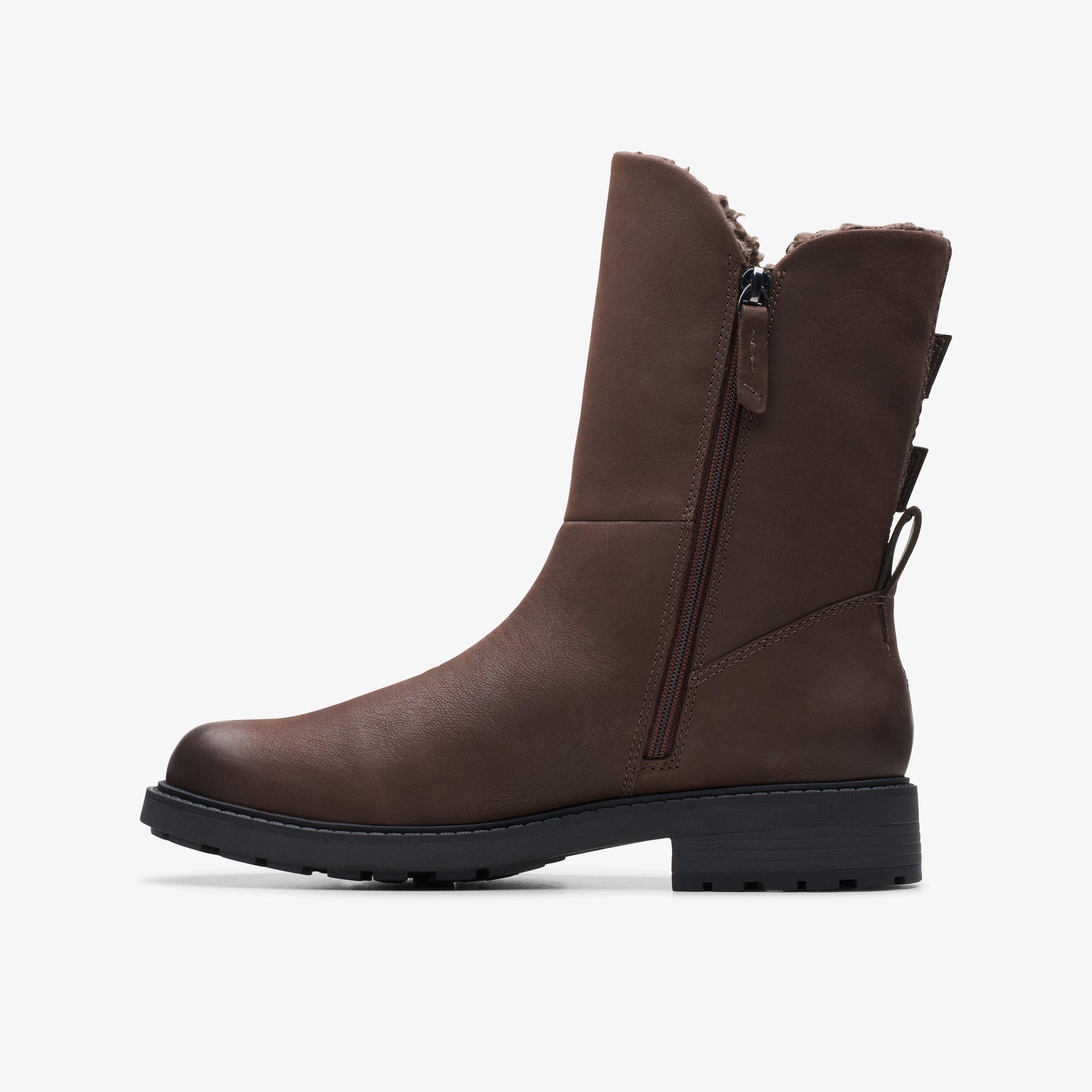 WOMENS Orinoco 2 Buckle Dark Brown Warmlined Mid Calf Boots Clarks UK