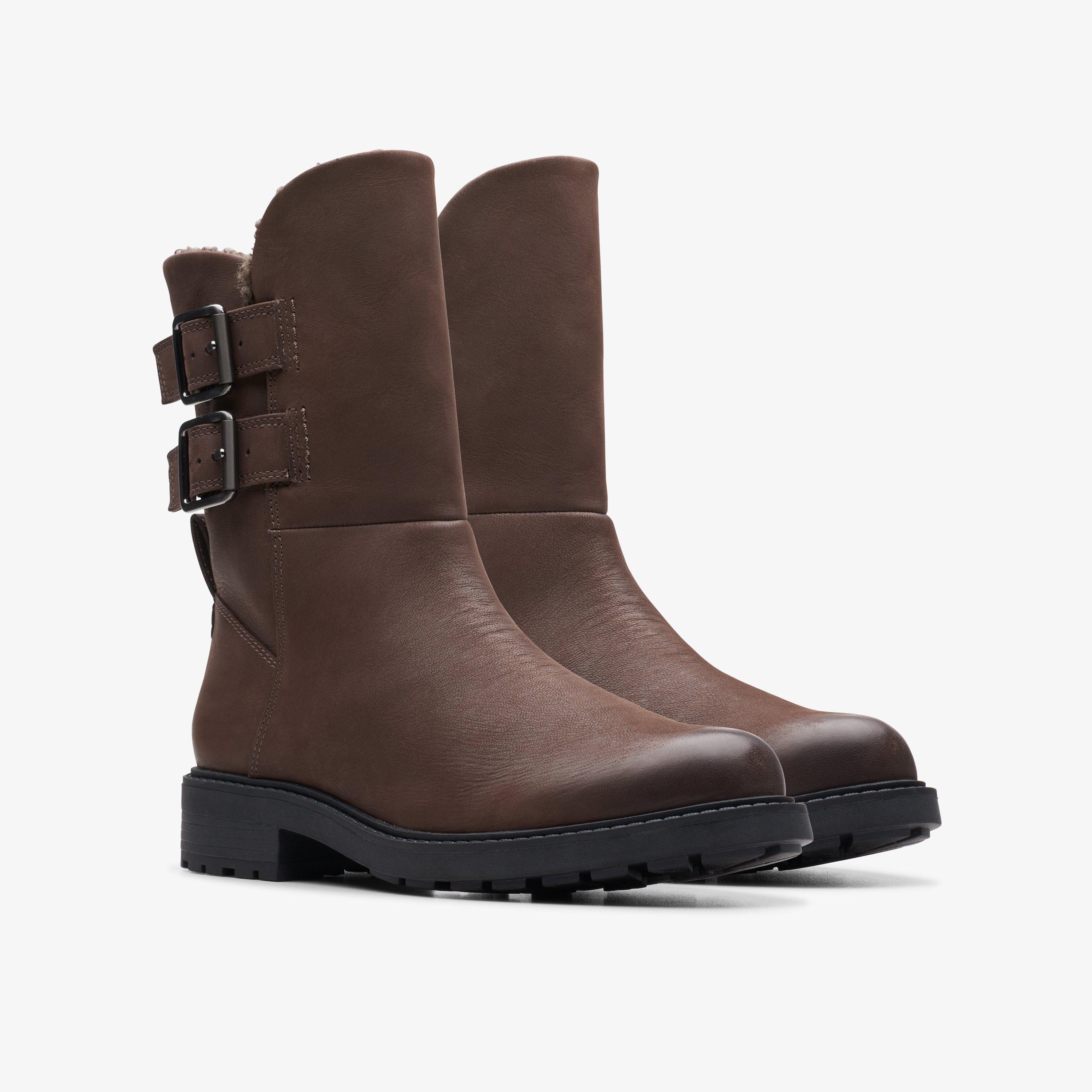 WOMENS Orinoco 2 Buckle Dark Brown Warmlined Mid Calf Boots Clarks UK