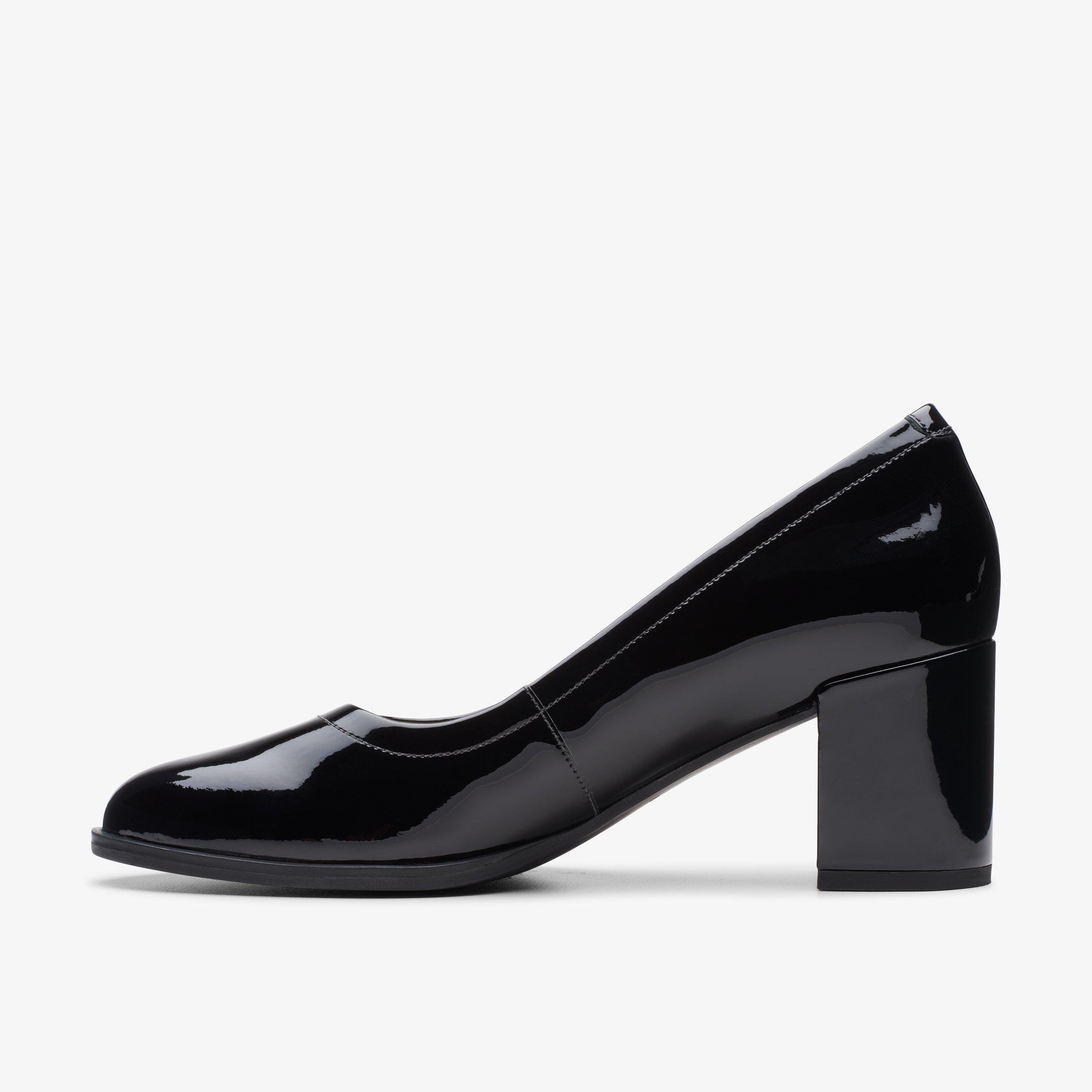 Freva 55 Court Black Patent Heels Court Shoes Slip Ons, view 3 of 8