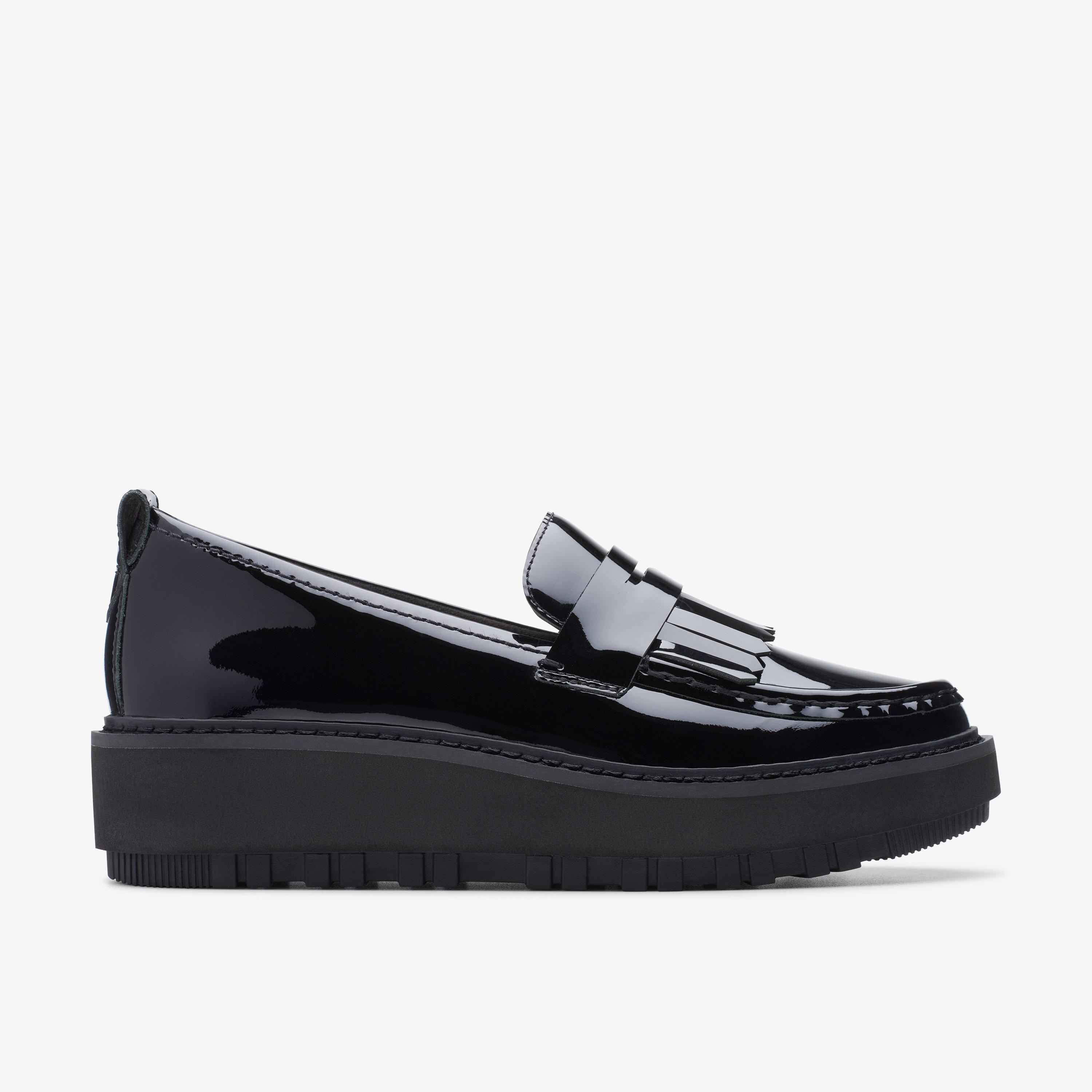 Clarks ladies black clearance loafers