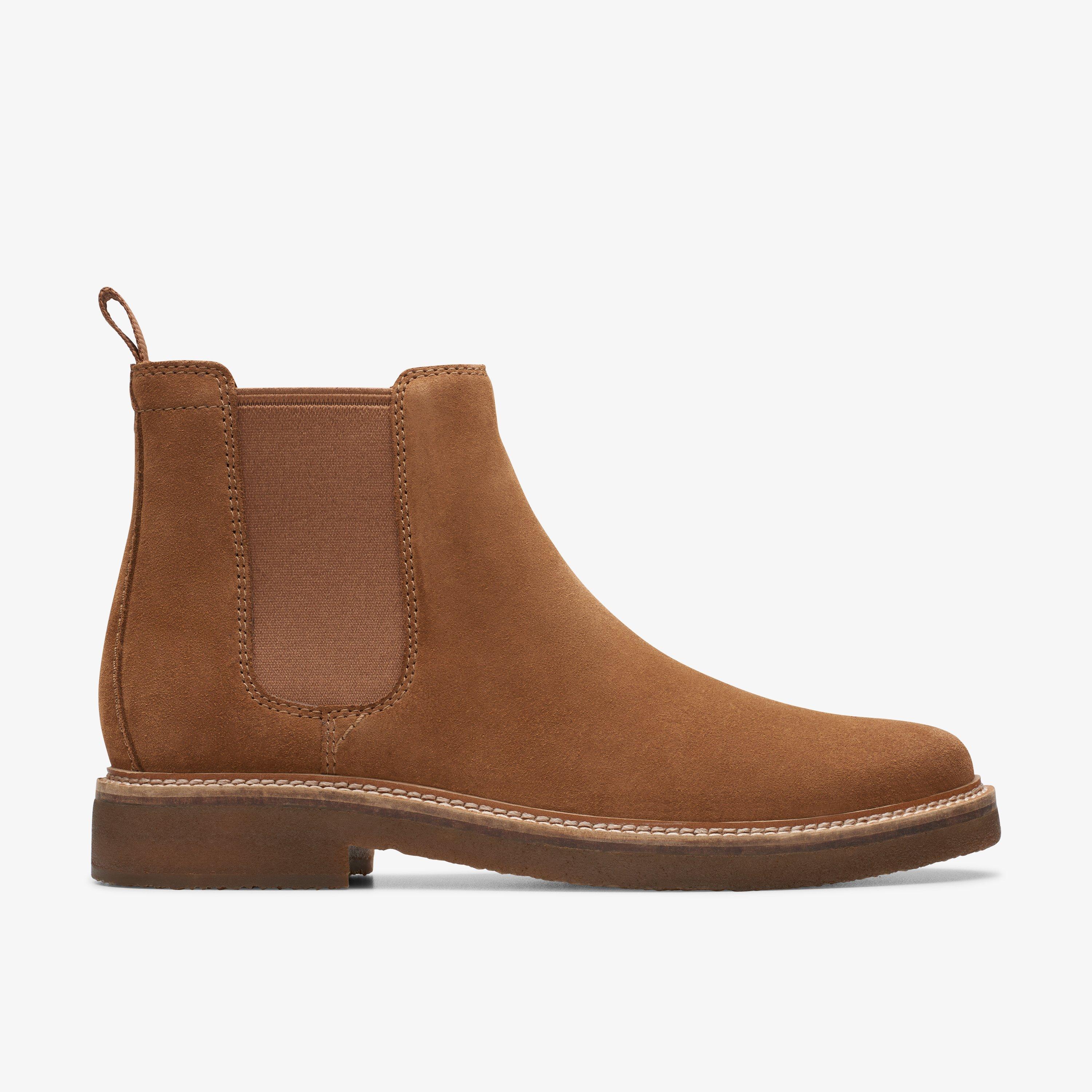 Mens Clarkdale Easy Cognac Suede Ankle Boots Clarks UK