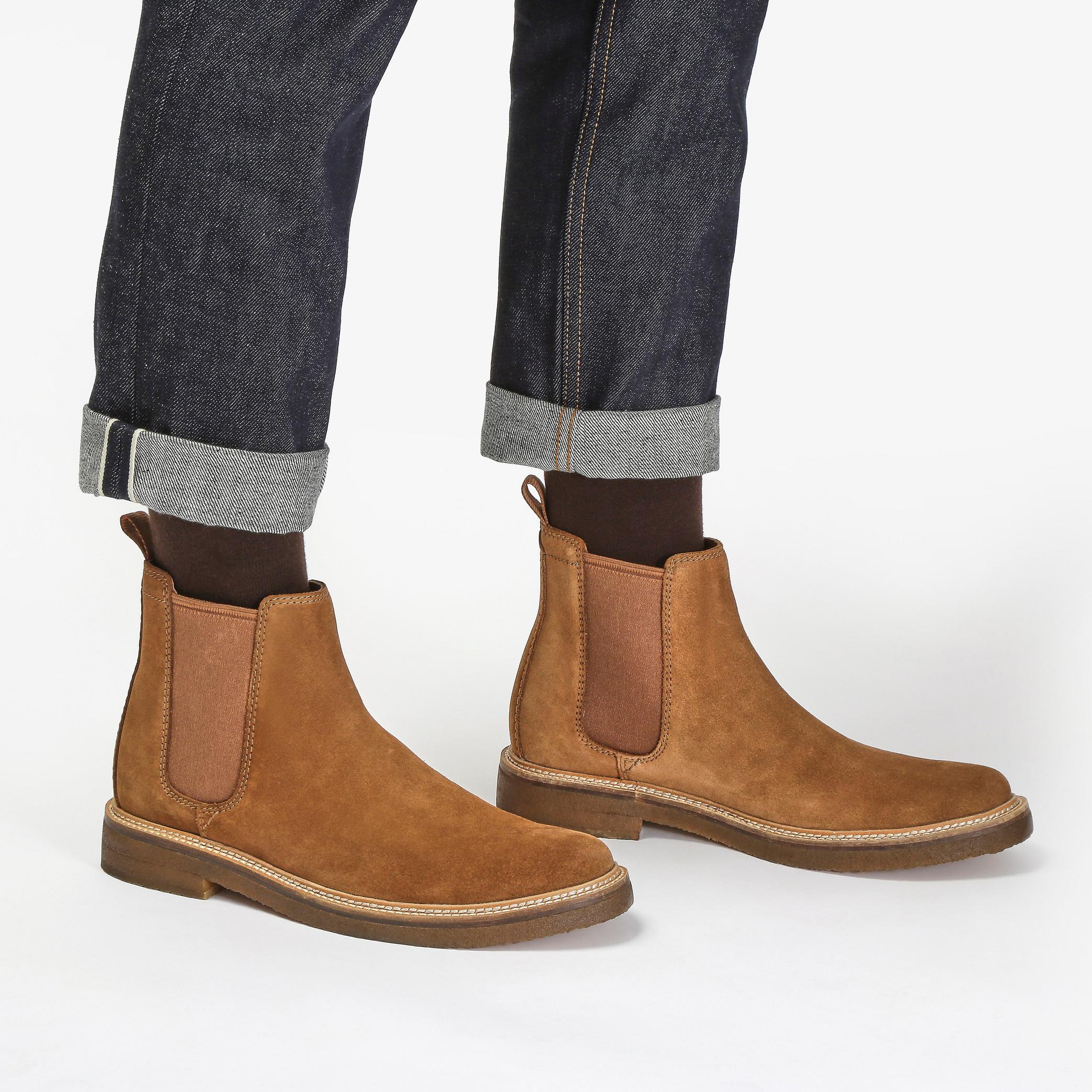 MENS Clarkdale Easy Cognac Suede Ankle Boots | Clarks UK