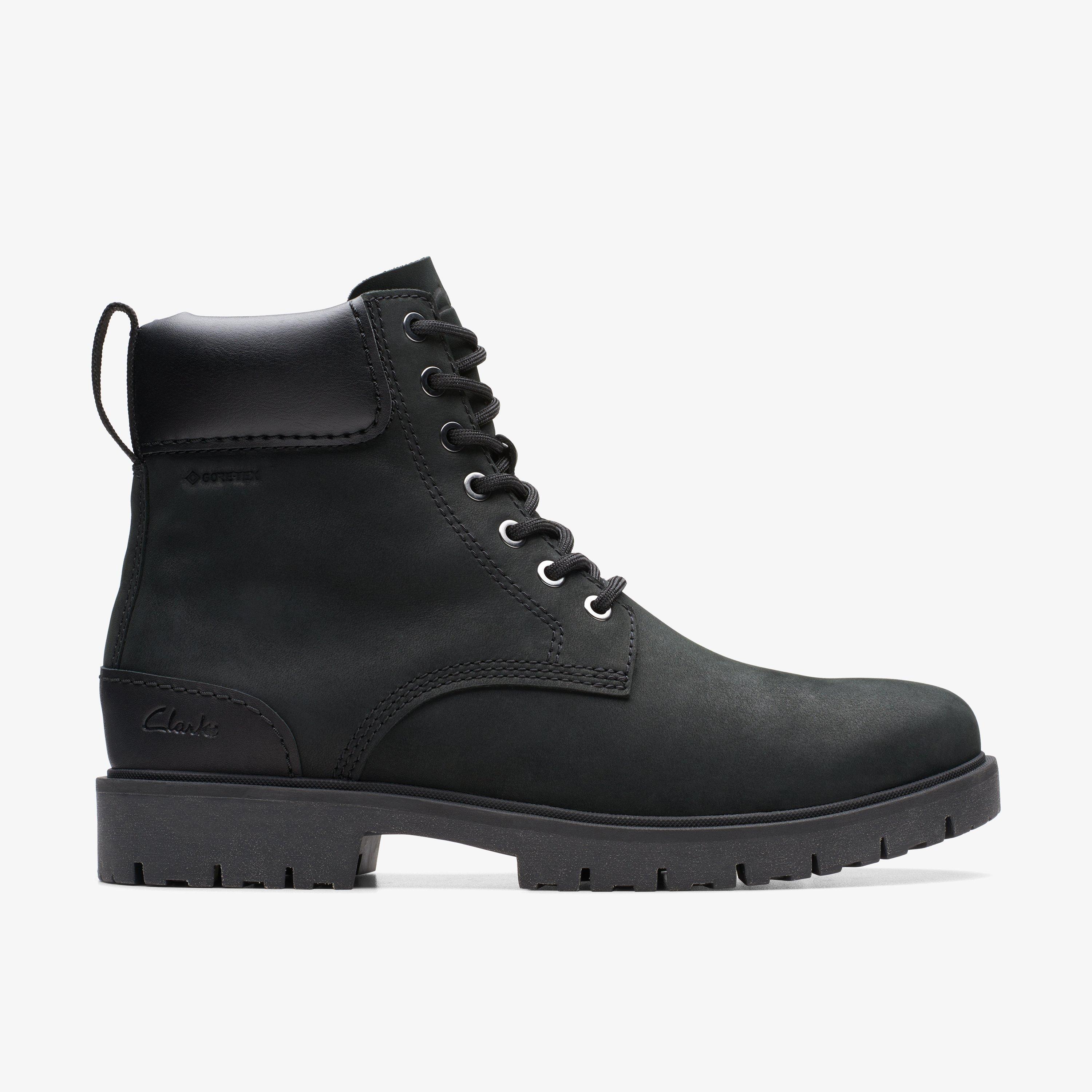 Men Rossdale Hi Gore-Tex Black Leather Boots | Clarks CA