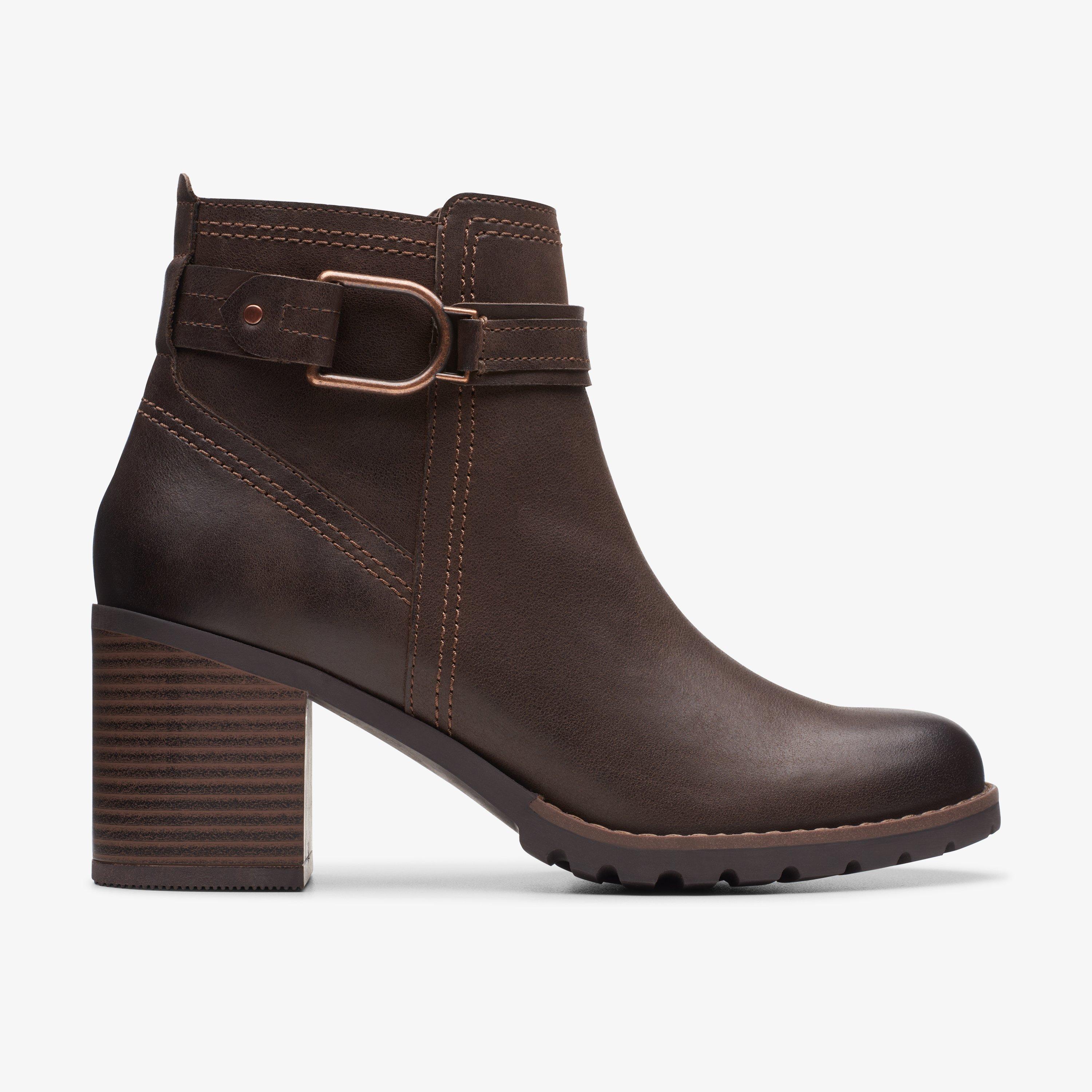 Clarks brown hot sale leather booties