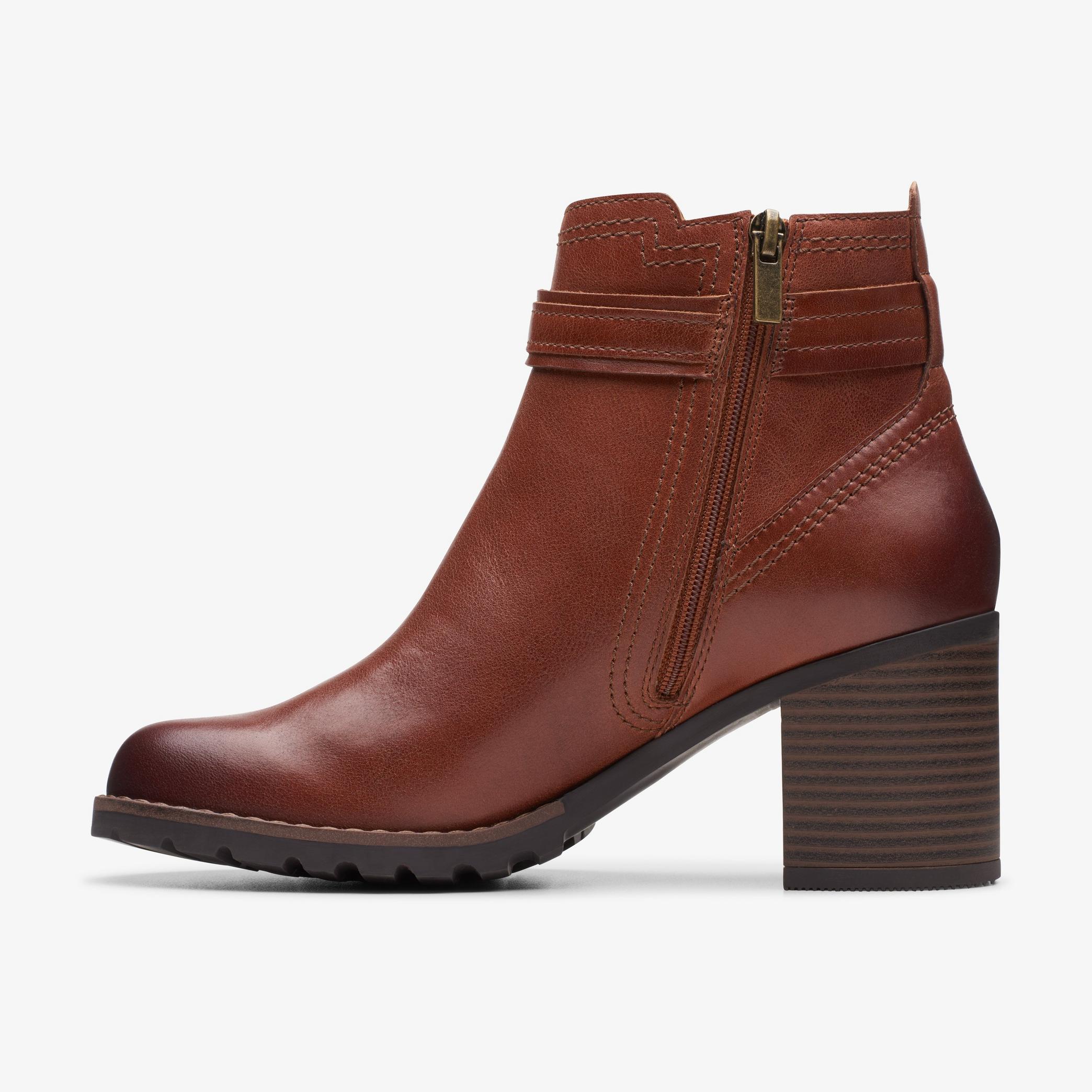 Women Leda Strap Mahogany Leather Boots | Clarks US