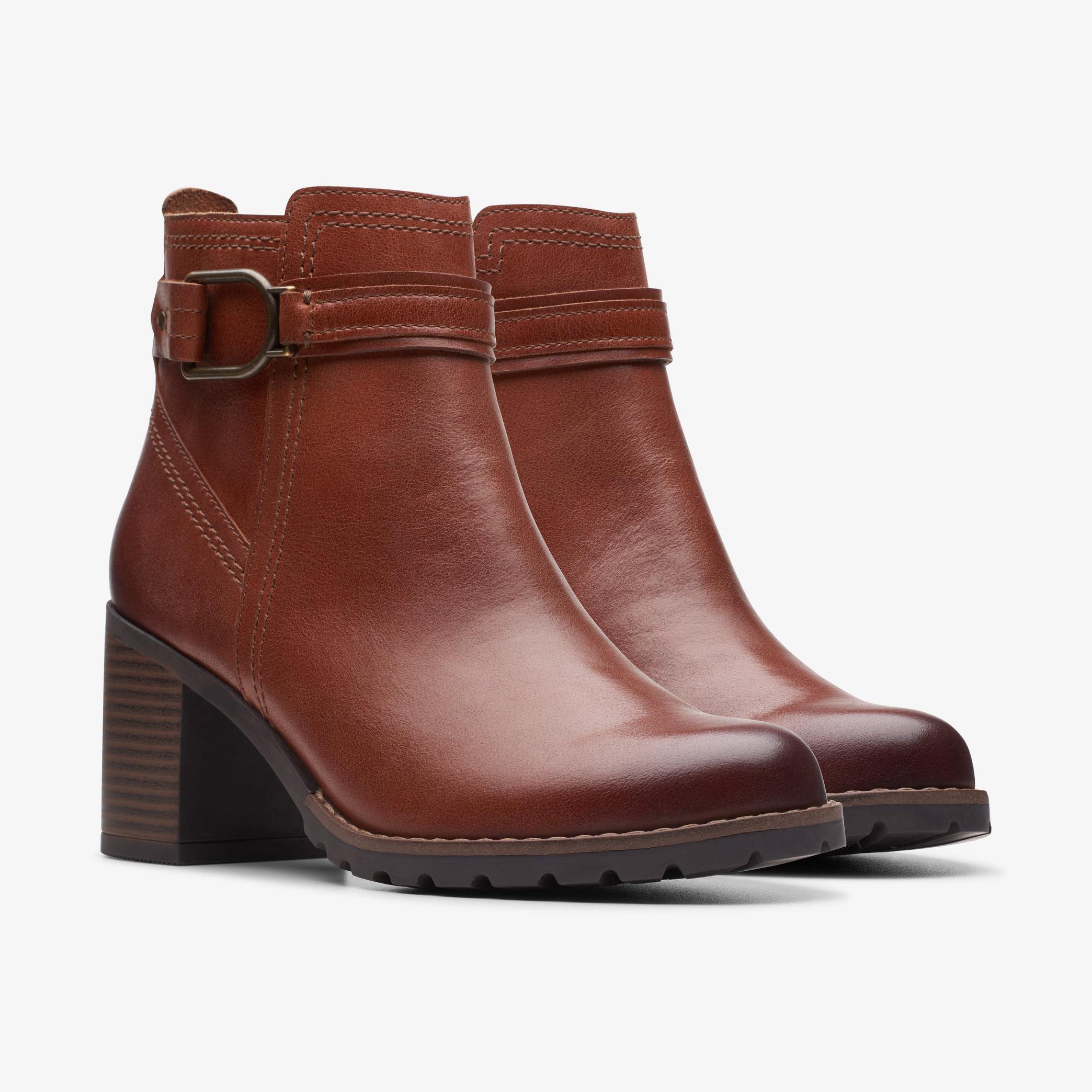 Women Leda Strap Mahogany Leather Boots | Clarks US