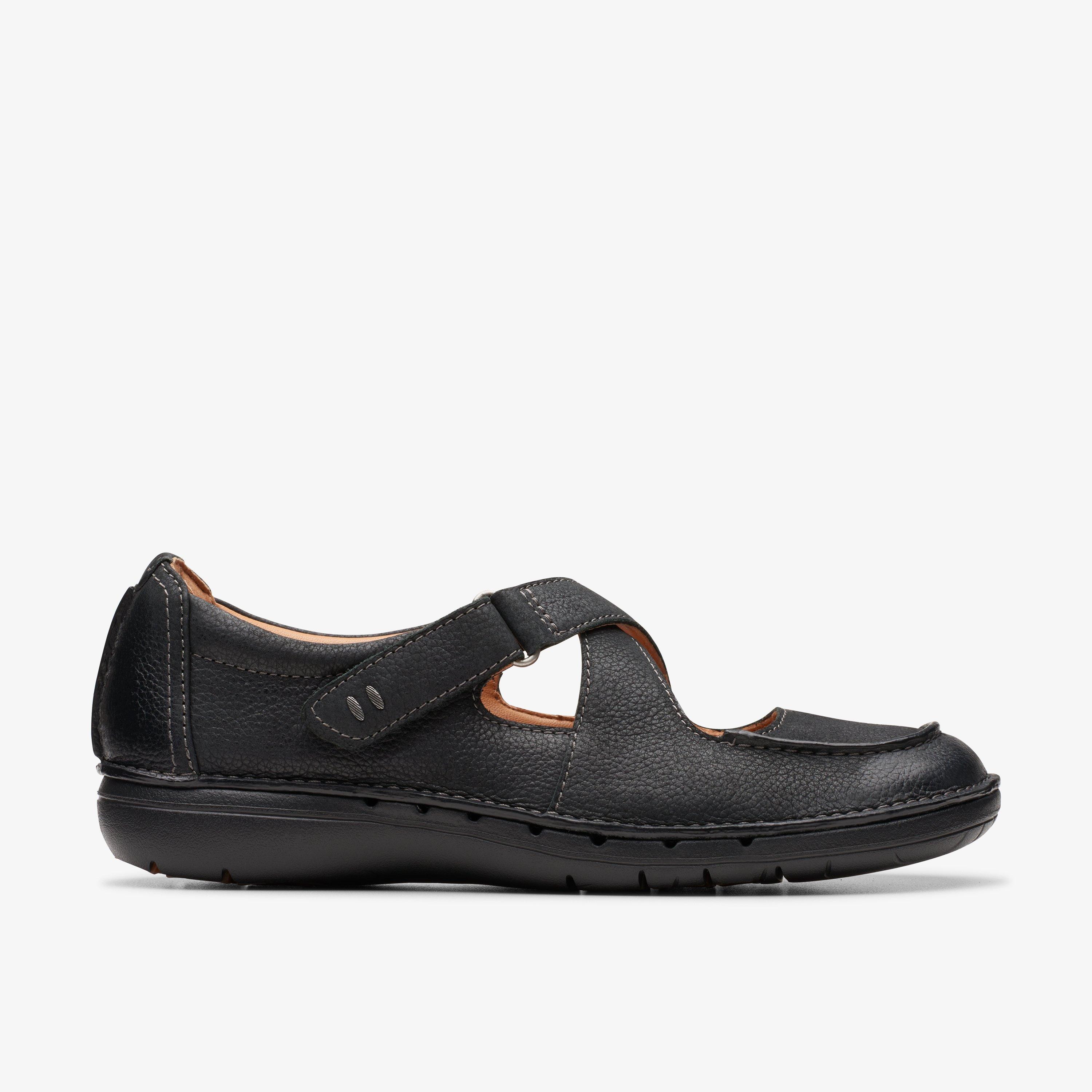 Leather Clarks US Mary Black Un Loop Strap WOMENS | Jane