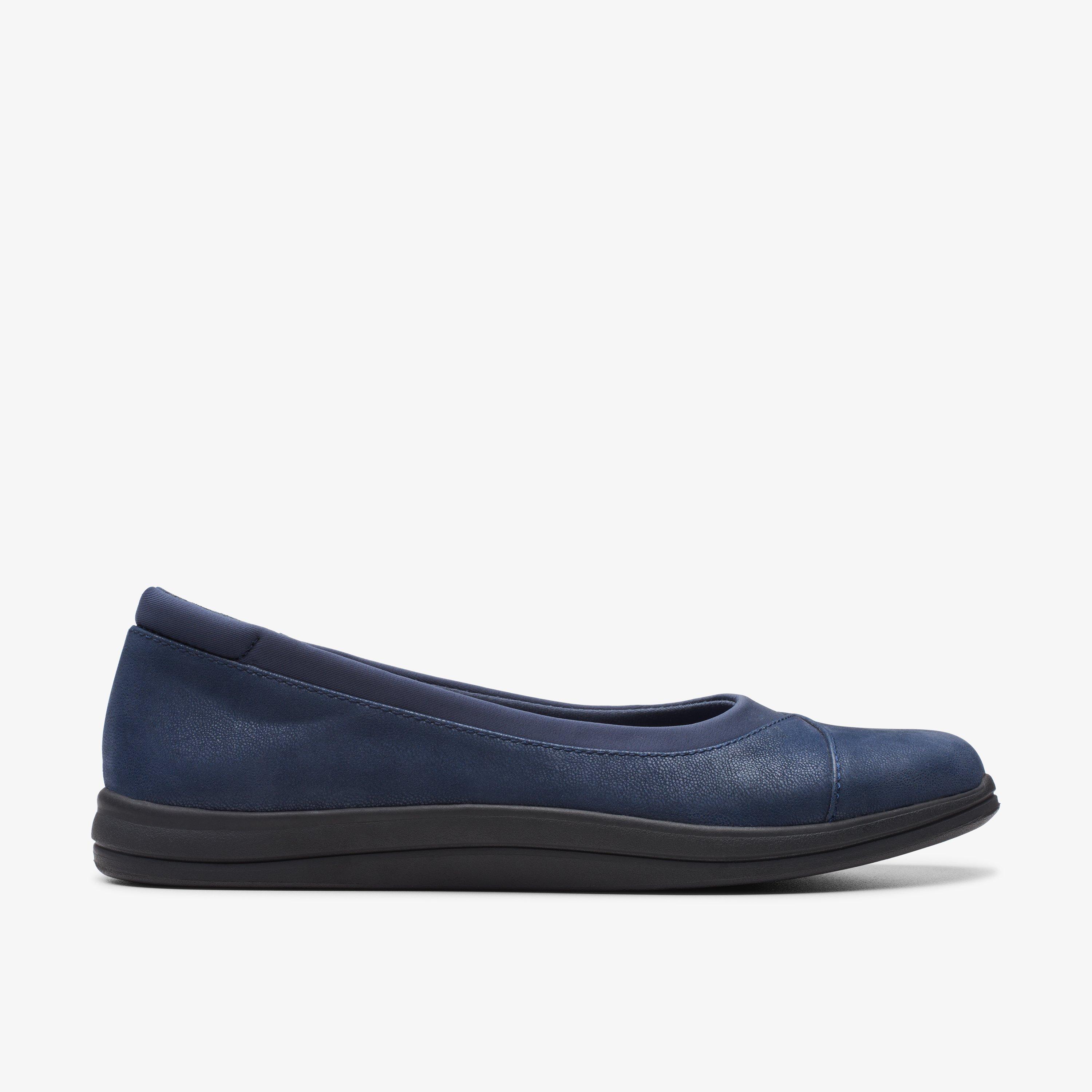 Clarks navy blue flats best sale