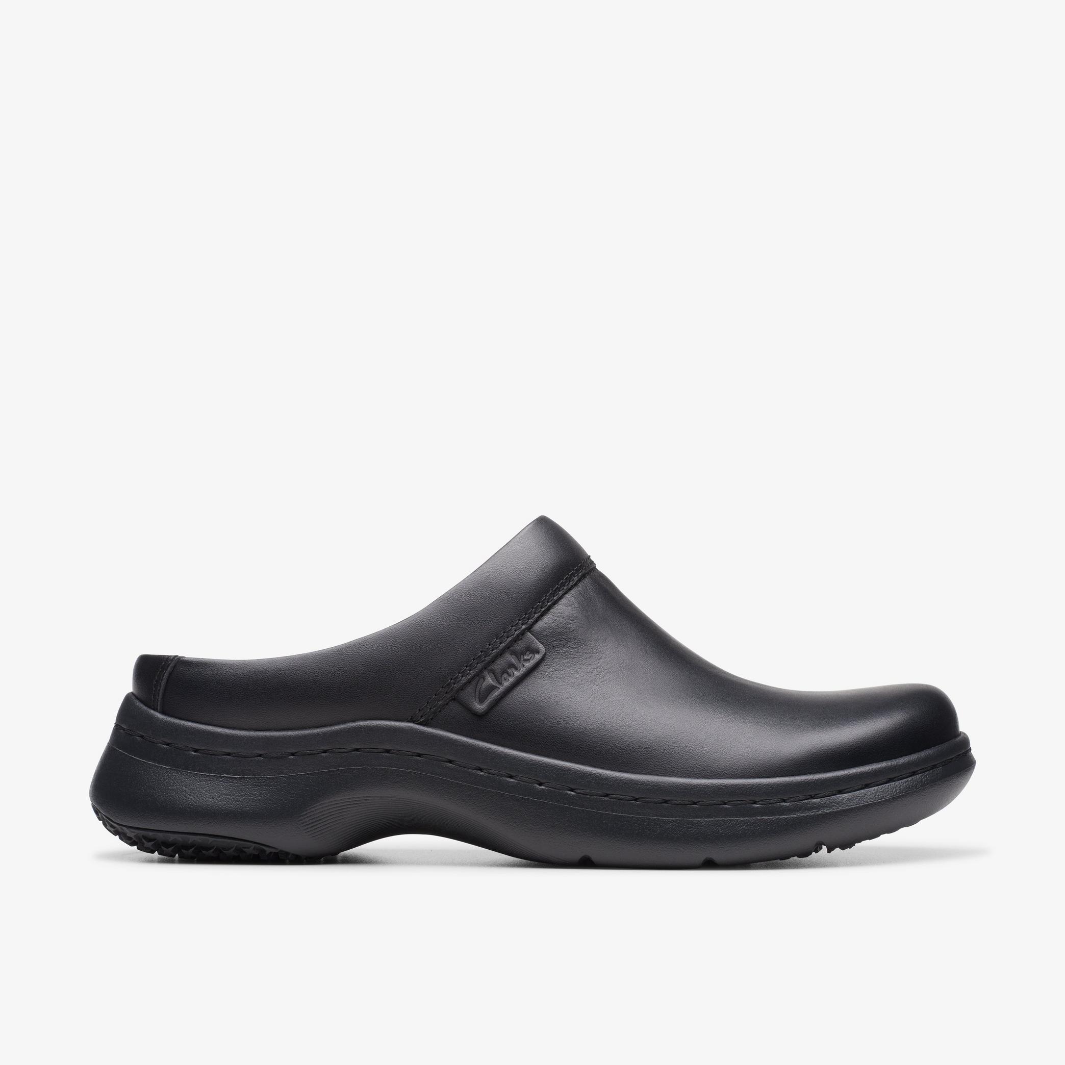 Women ClarksPro Clog Black Leather Shoes | Clarks US