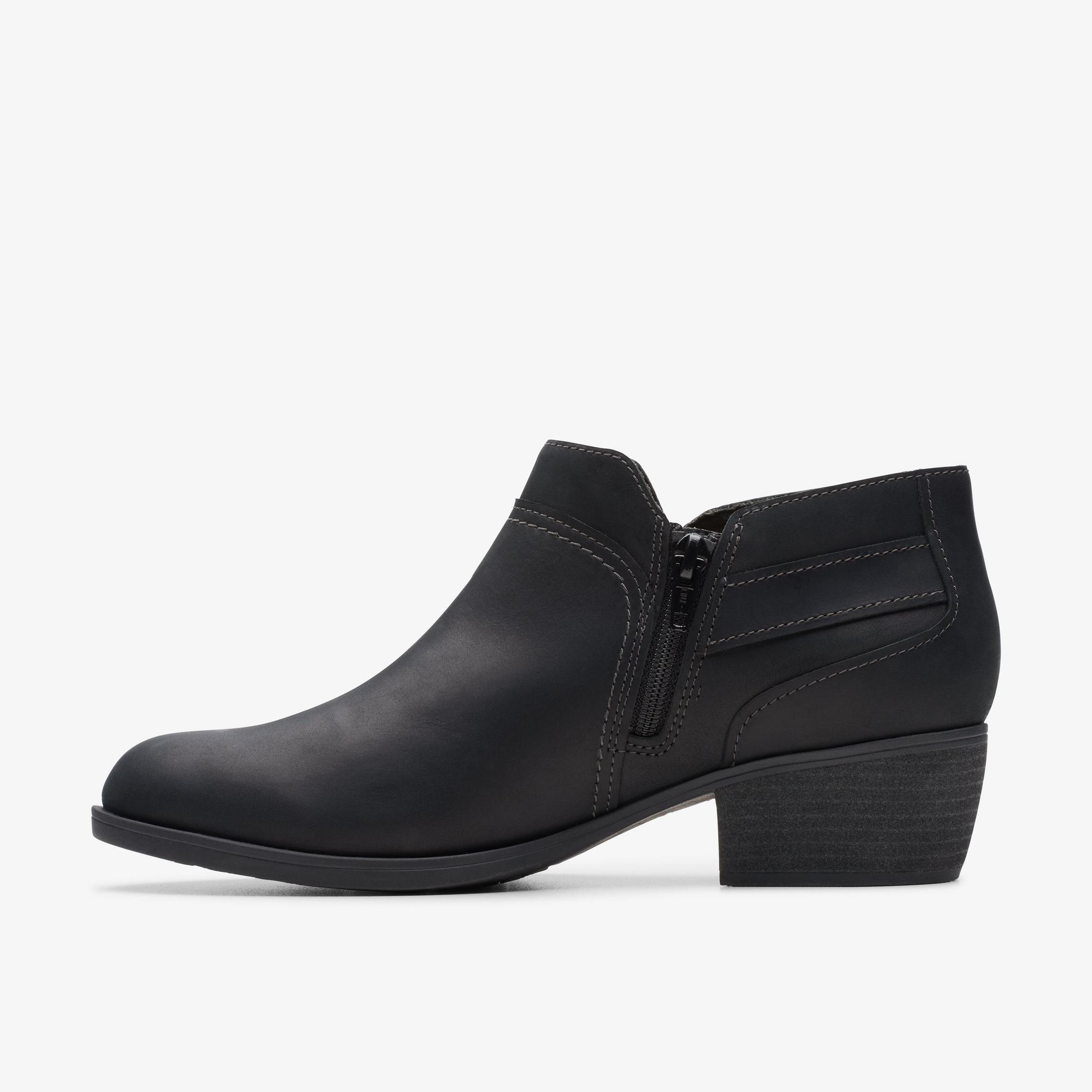 WOMENS Charlten Grace Black Oily Leather Ankle Boots | Clarks US