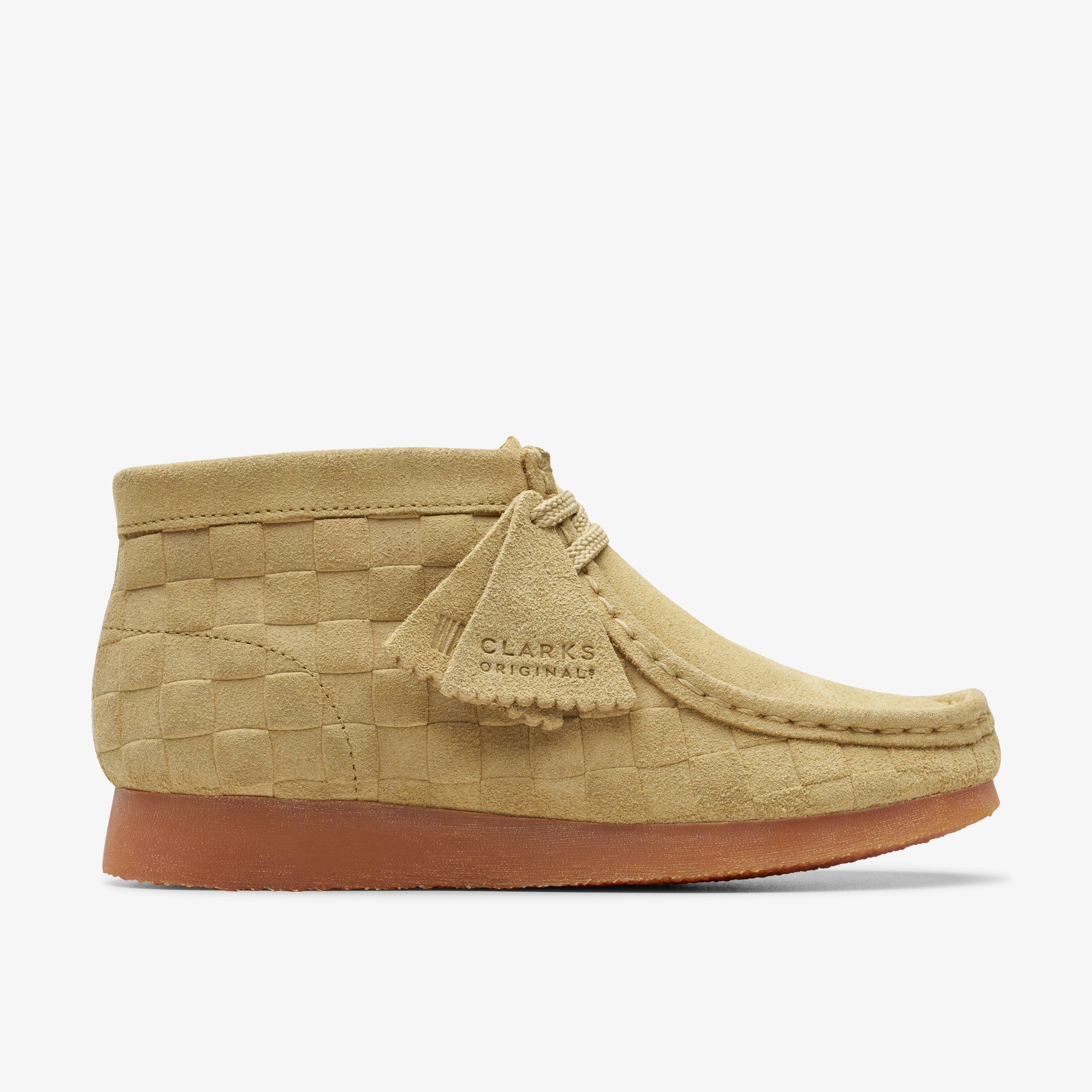 Clarks Wallabee Checked-suede Boots In Brown