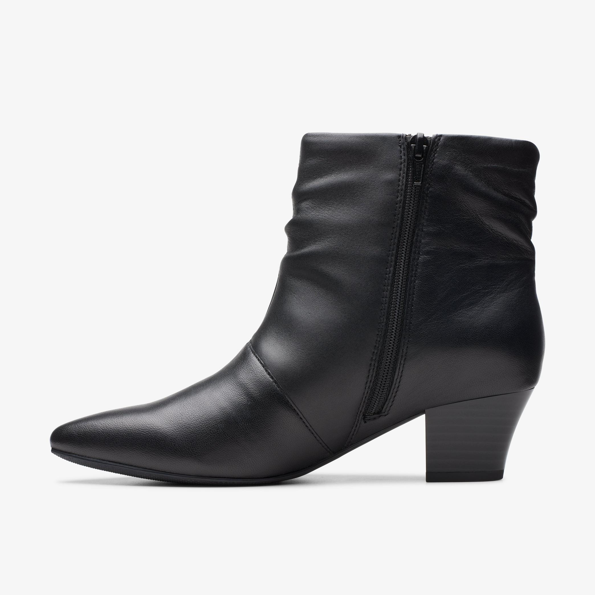 Teresa Skip Black Leather Ankle Boots, view 2 of 6