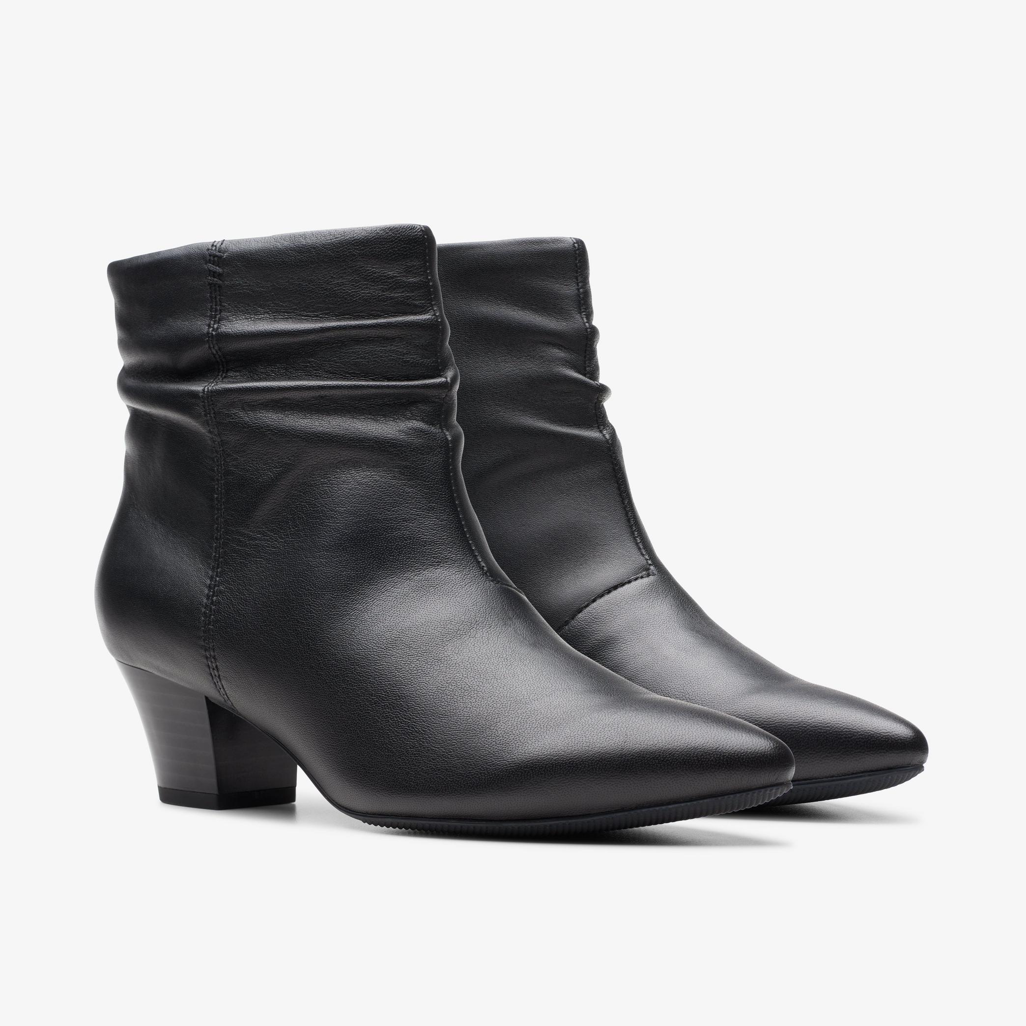 Teresa Skip Black Leather Ankle Boots, view 4 of 6