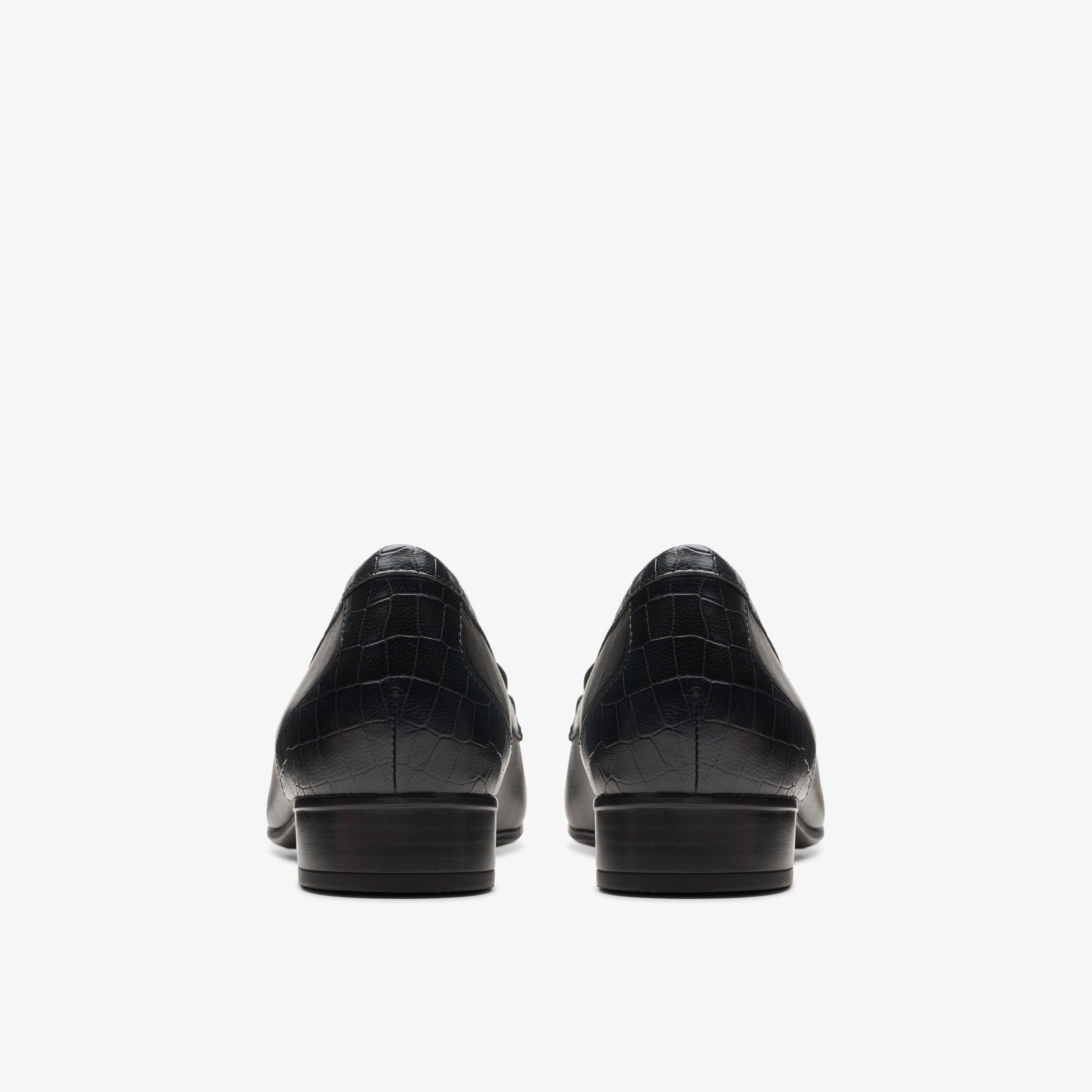 Womens Juliet Shine Black Crocodile Slip Ons| Clarks