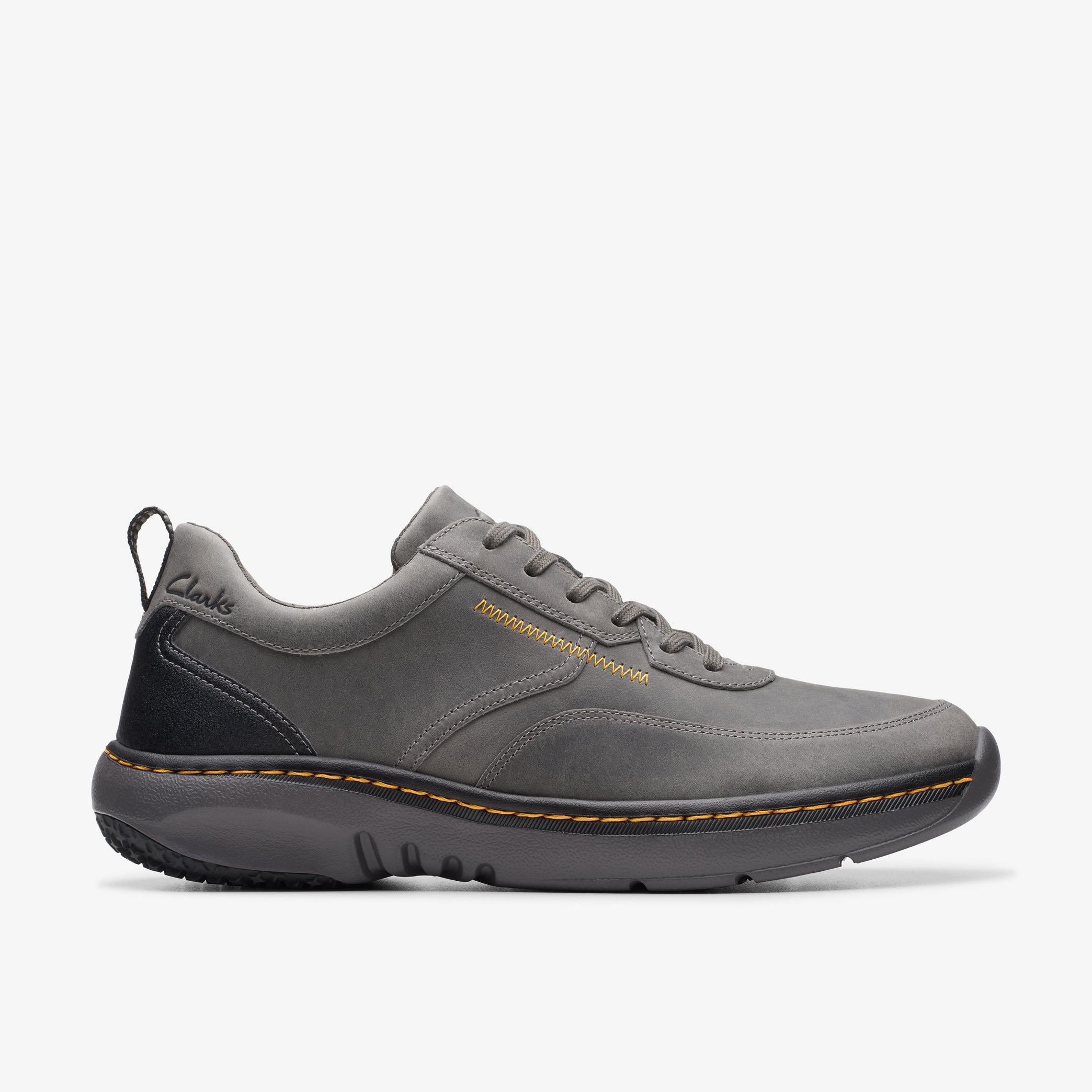 Men ClarksPro Lace Dark Grey Leather Shoes | Clarks US