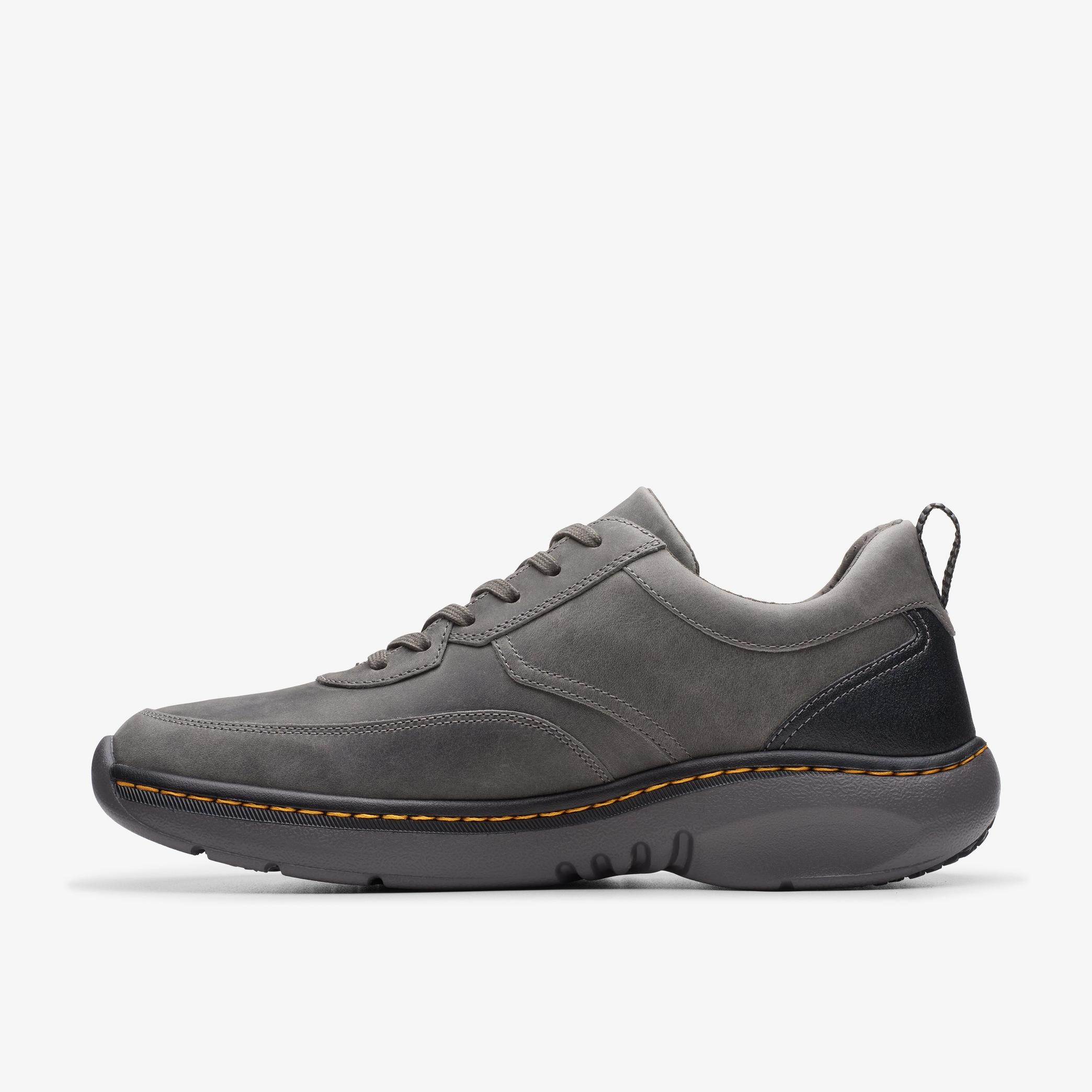 MENS Clarks Pro Lace Dark Grey Leather Trainers | Clarks Outlet