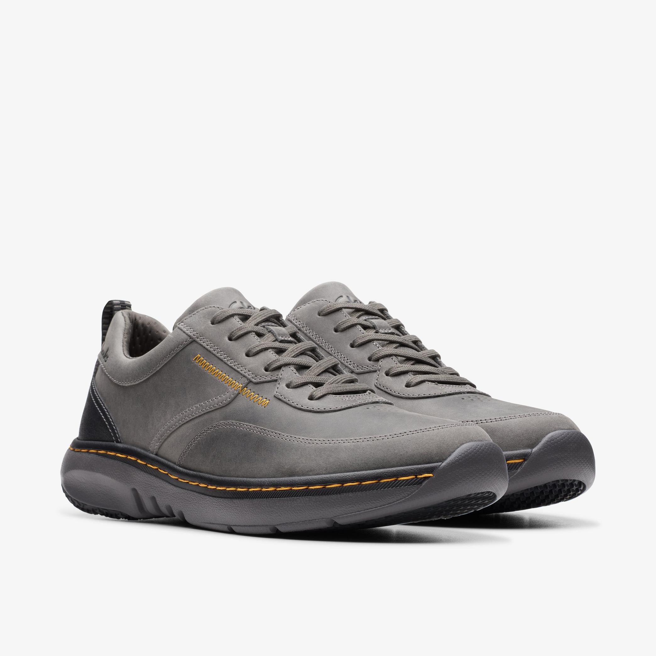MENS Clarks Pro Lace Dark Grey Leather Trainers | Clarks Outlet