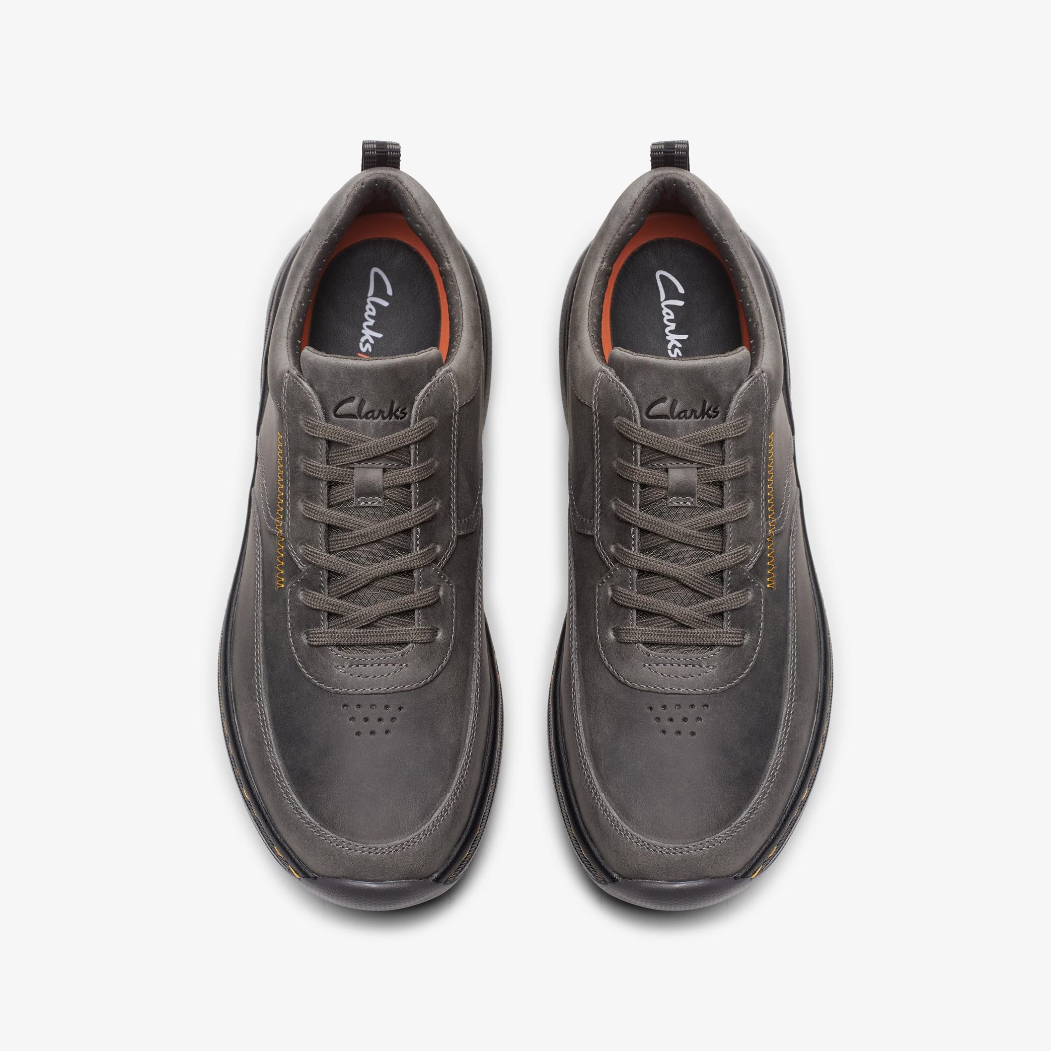Clarks Pro Lace Dark Grey Leather Trainers, view 6 of 6